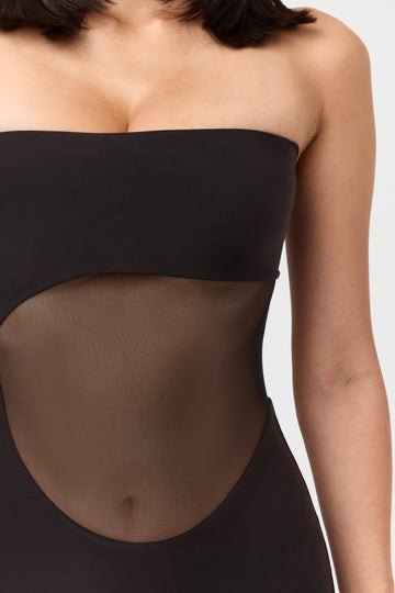 Hourglass Mesh Tube Maxi Dress