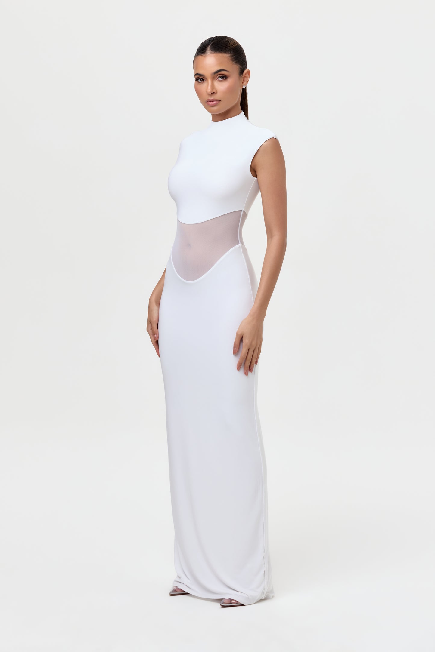 Hourglass Mesh Contrast Maxi Dress