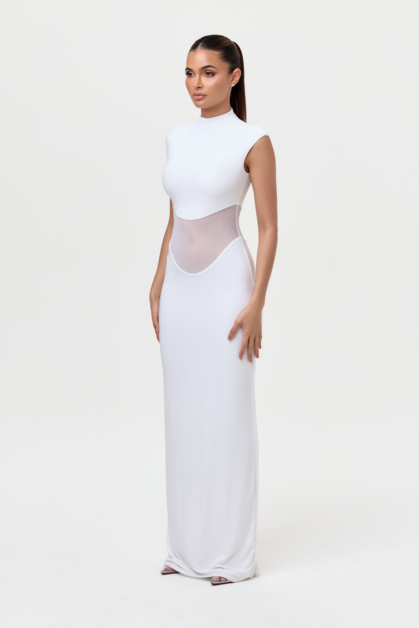 Hourglass Mesh Contrast Maxi Dress