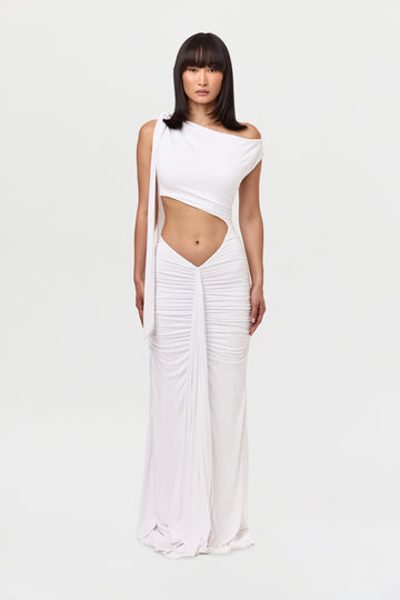 Smooth Off-Shoulder Asymmetric Dress