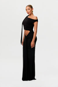 Smooth Off-Shoulder Asymmetric Dress