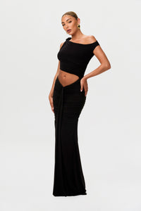 Smooth Off-Shoulder Asymmetric Dress