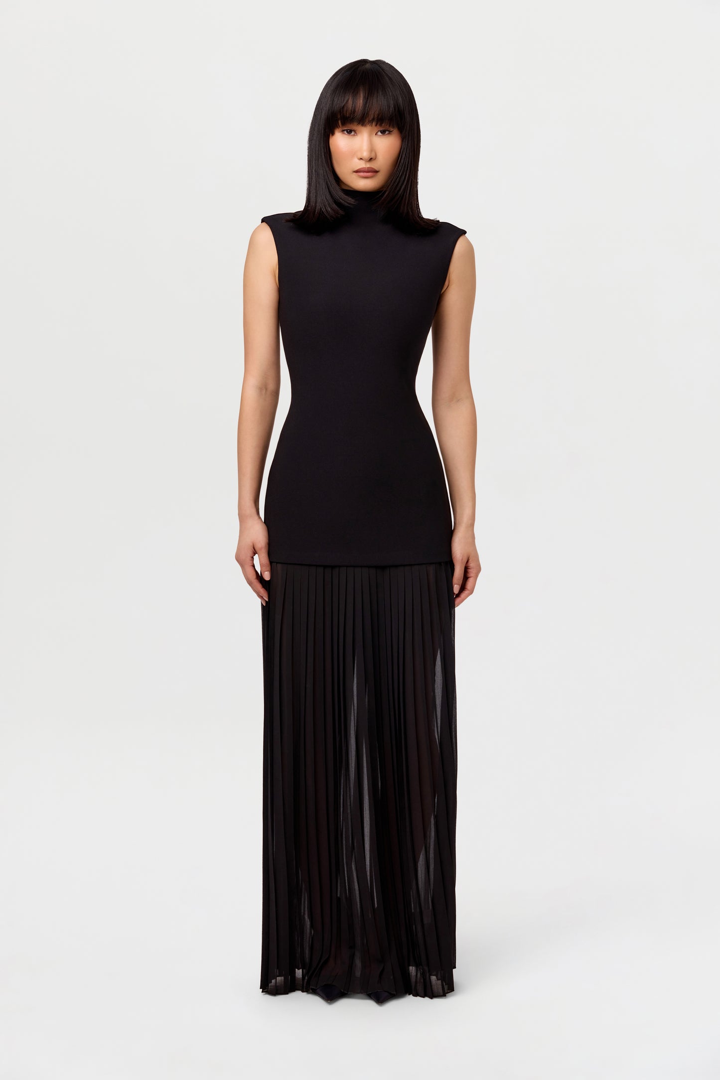 Pleated Sleeveless Maxi Dress