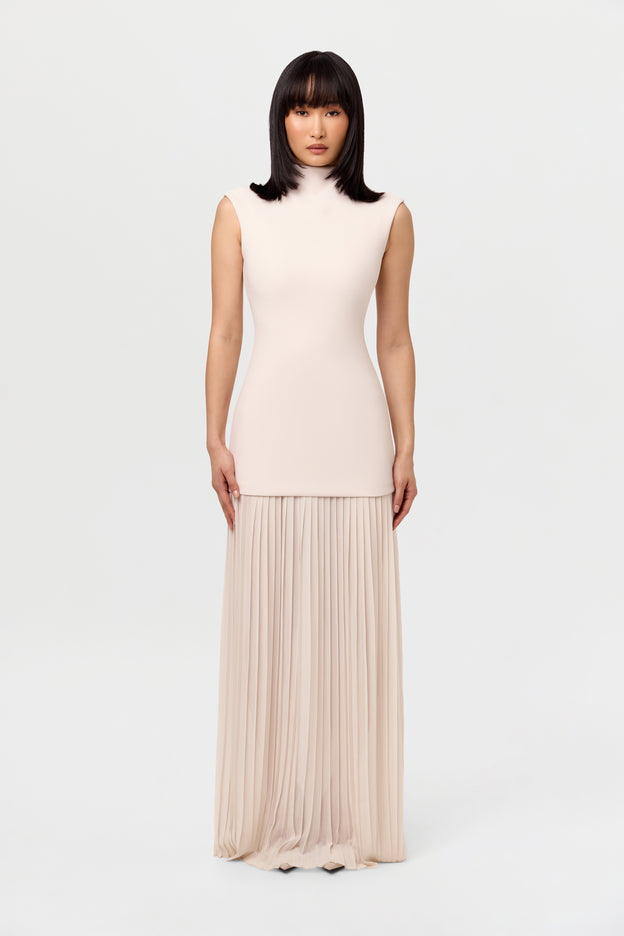 Pleated Sleeveless Maxi Dress