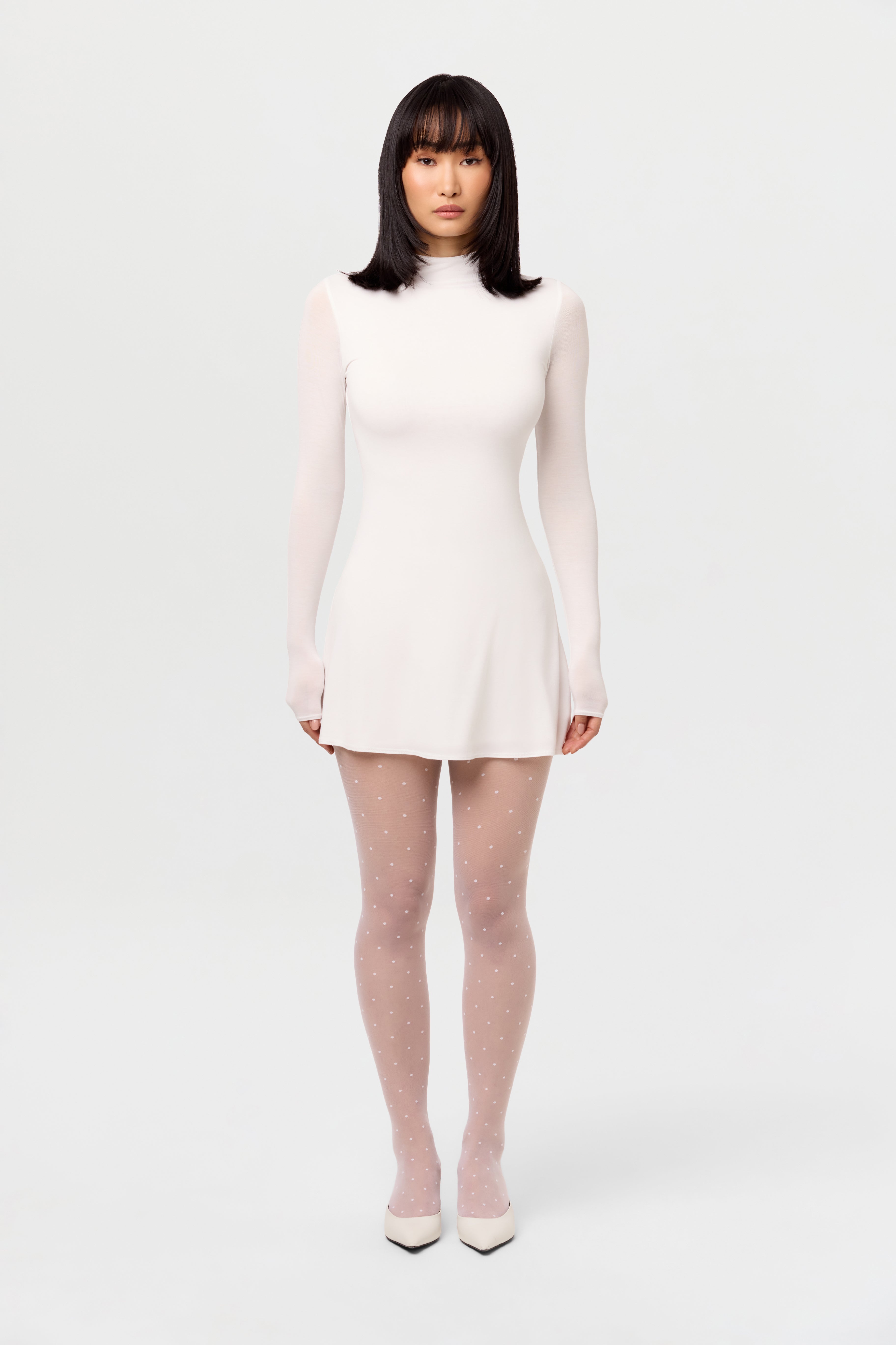 Modal Mock Neck A-Line Mini Dress