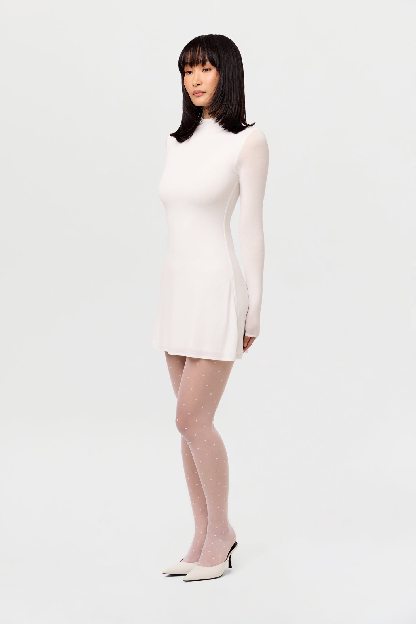 Modal Mock Neck A-Line Mini Dress