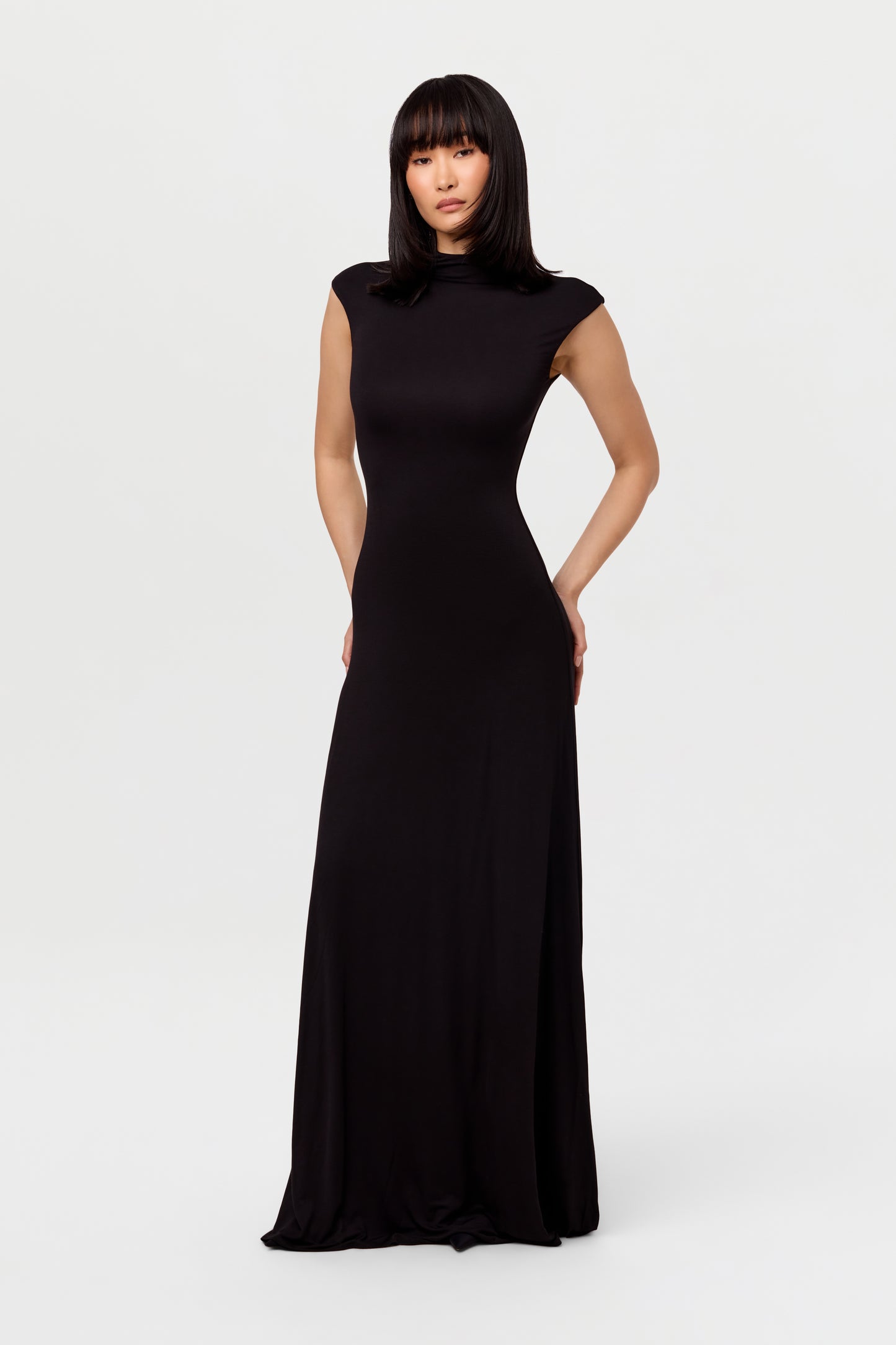 Modal Cap Sleeve A-Line Maxi Dress