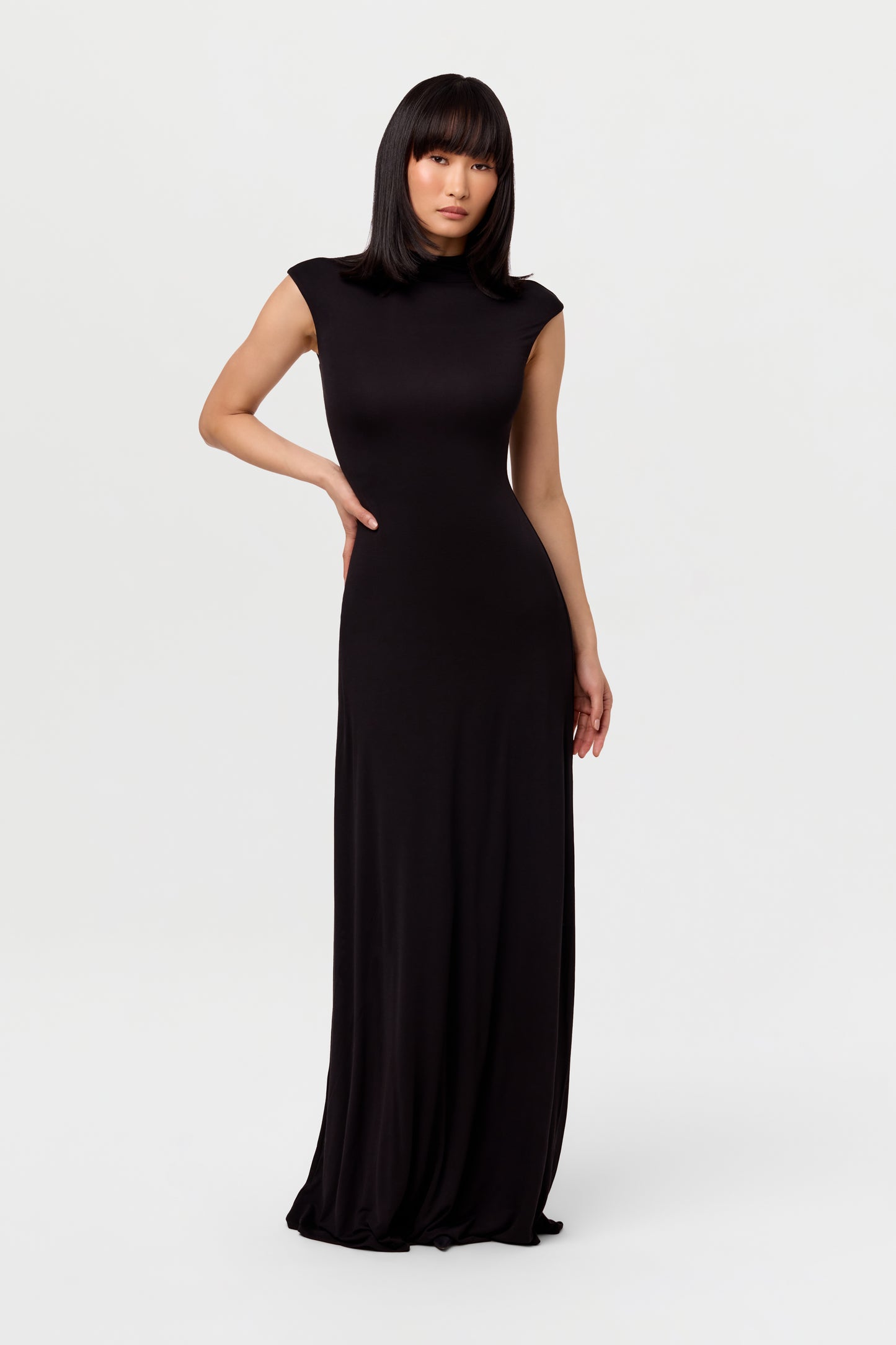 Modal Cap Sleeve A-Line Maxi Dress