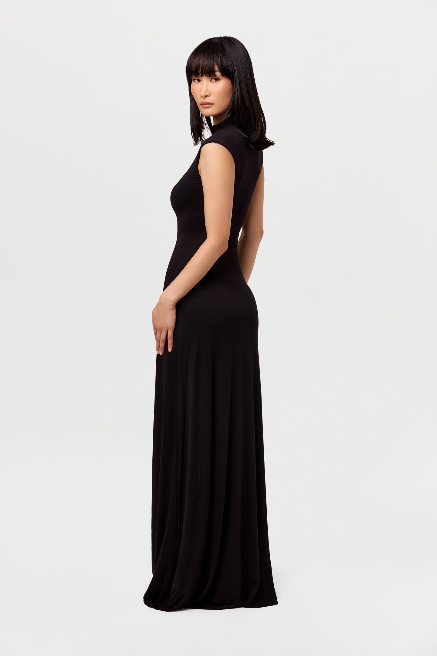 Modal Cap Sleeve A-Line Maxi Dress