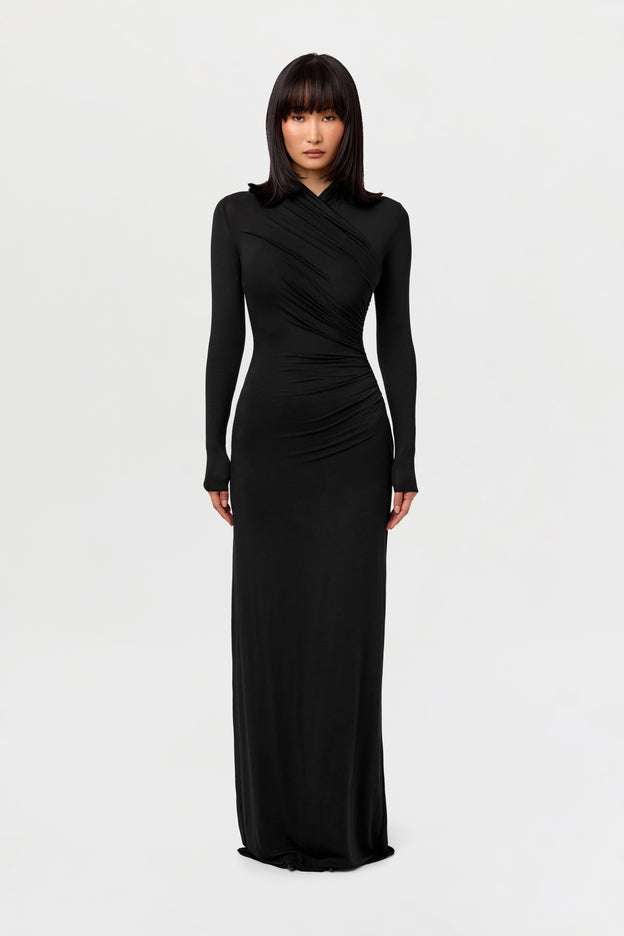 Modal Overlay Ruched Maxi Dress Naked Wardrobe Modal Overlay Ruched Maxi Dress Naked Wardrobe