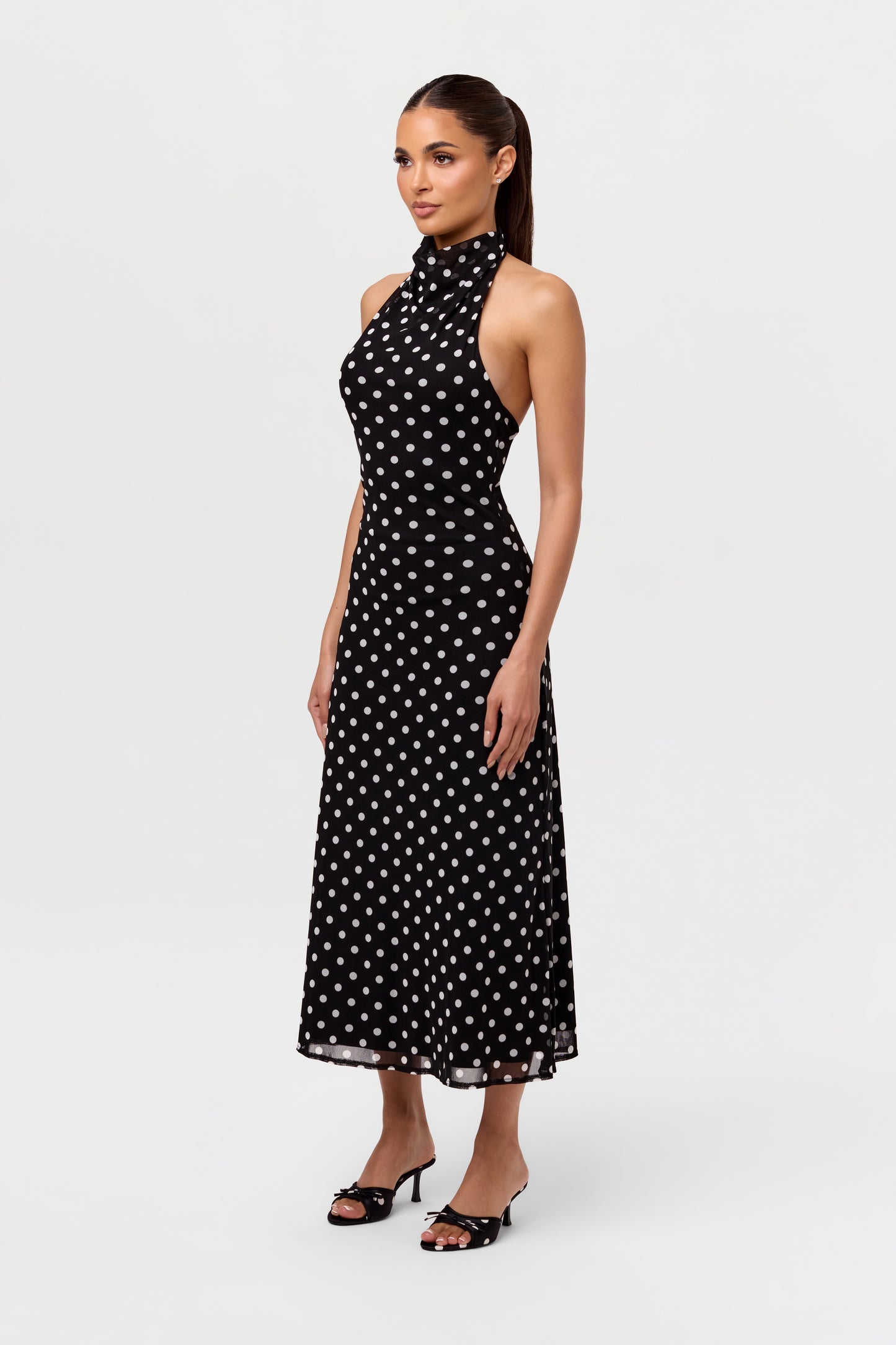 Polka Dot Halter Midi Dress