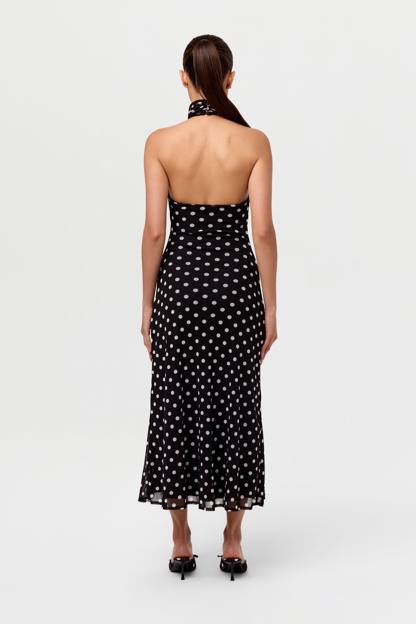 Polka Dot Halter Midi Dress