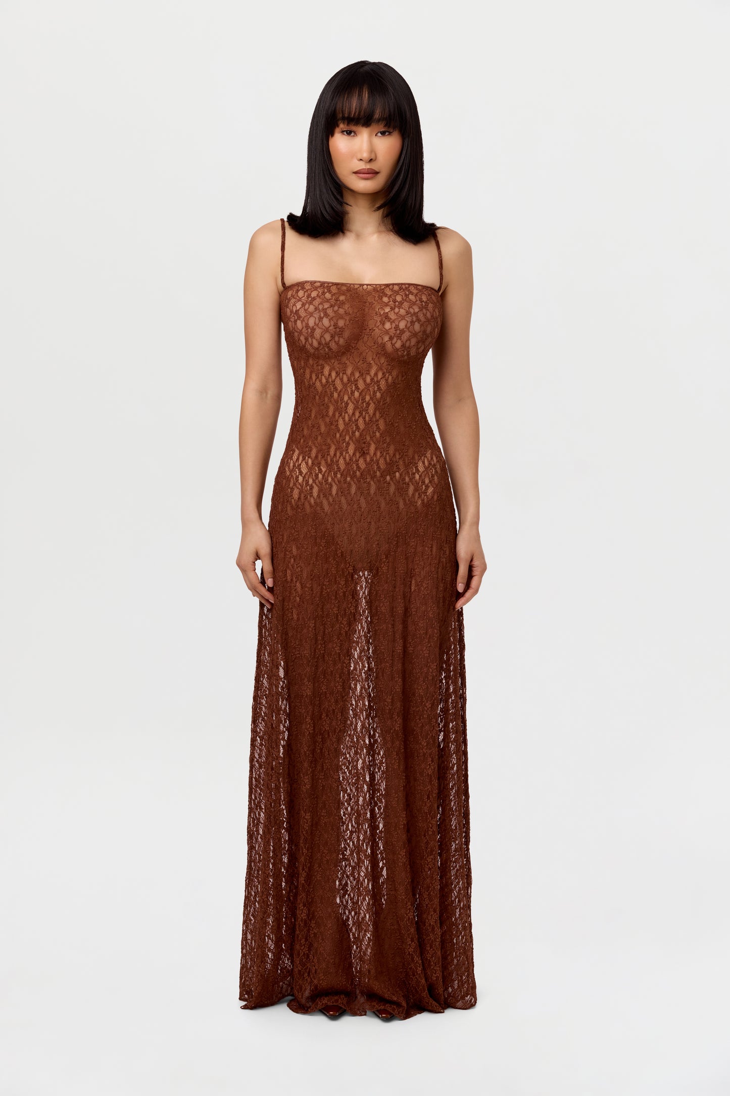 Stretch Lace Tank Maxi Dress