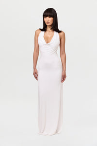 Smooth Halter Cowl Maxi Dress
