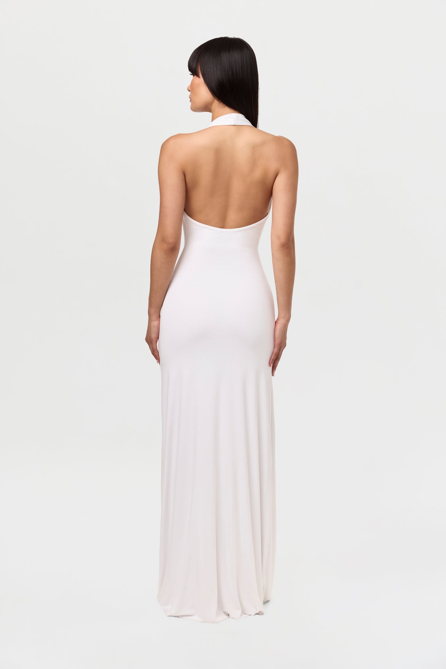 Smooth Halter Cowl Maxi Dress