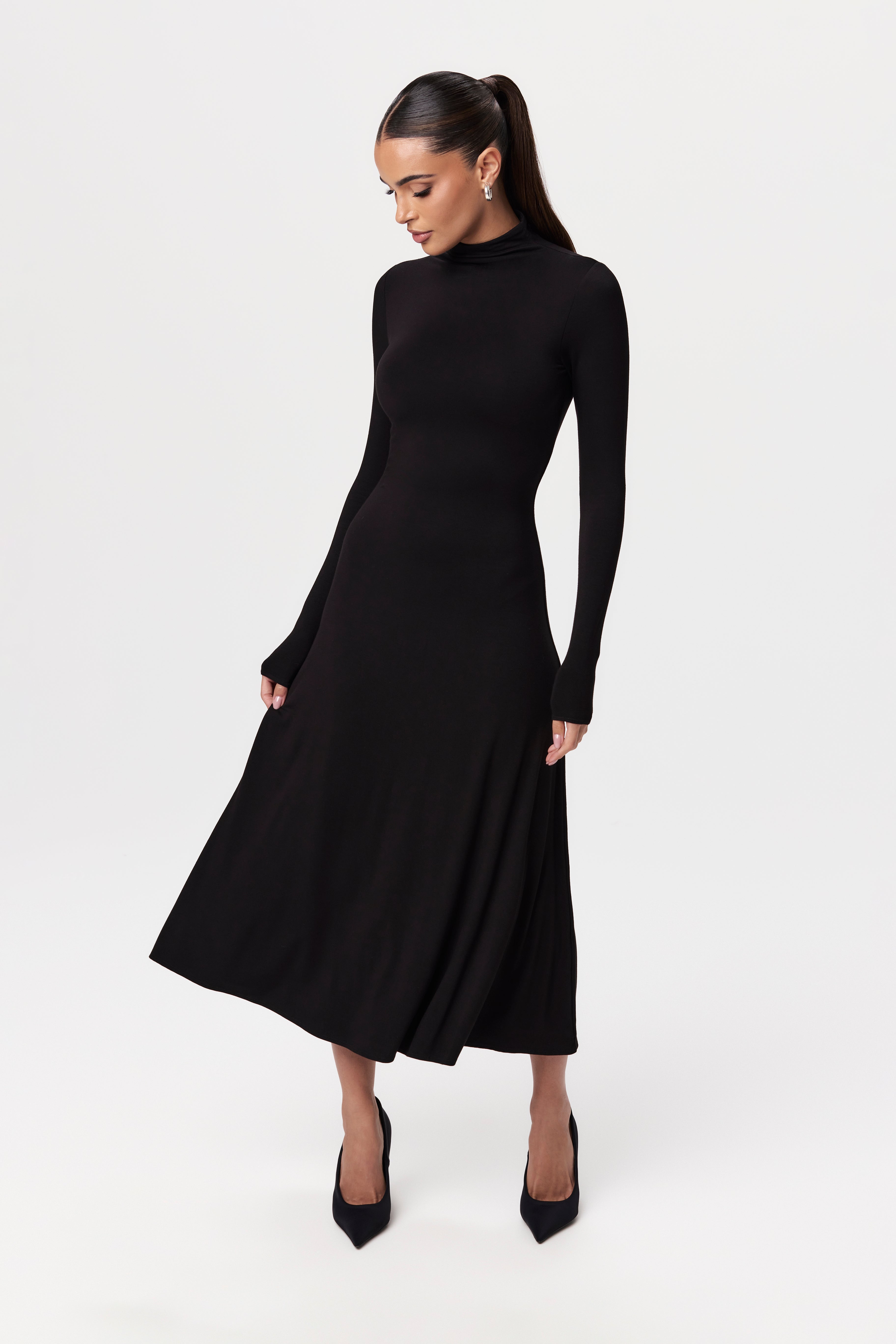 Smooth A-Line Midi Dress