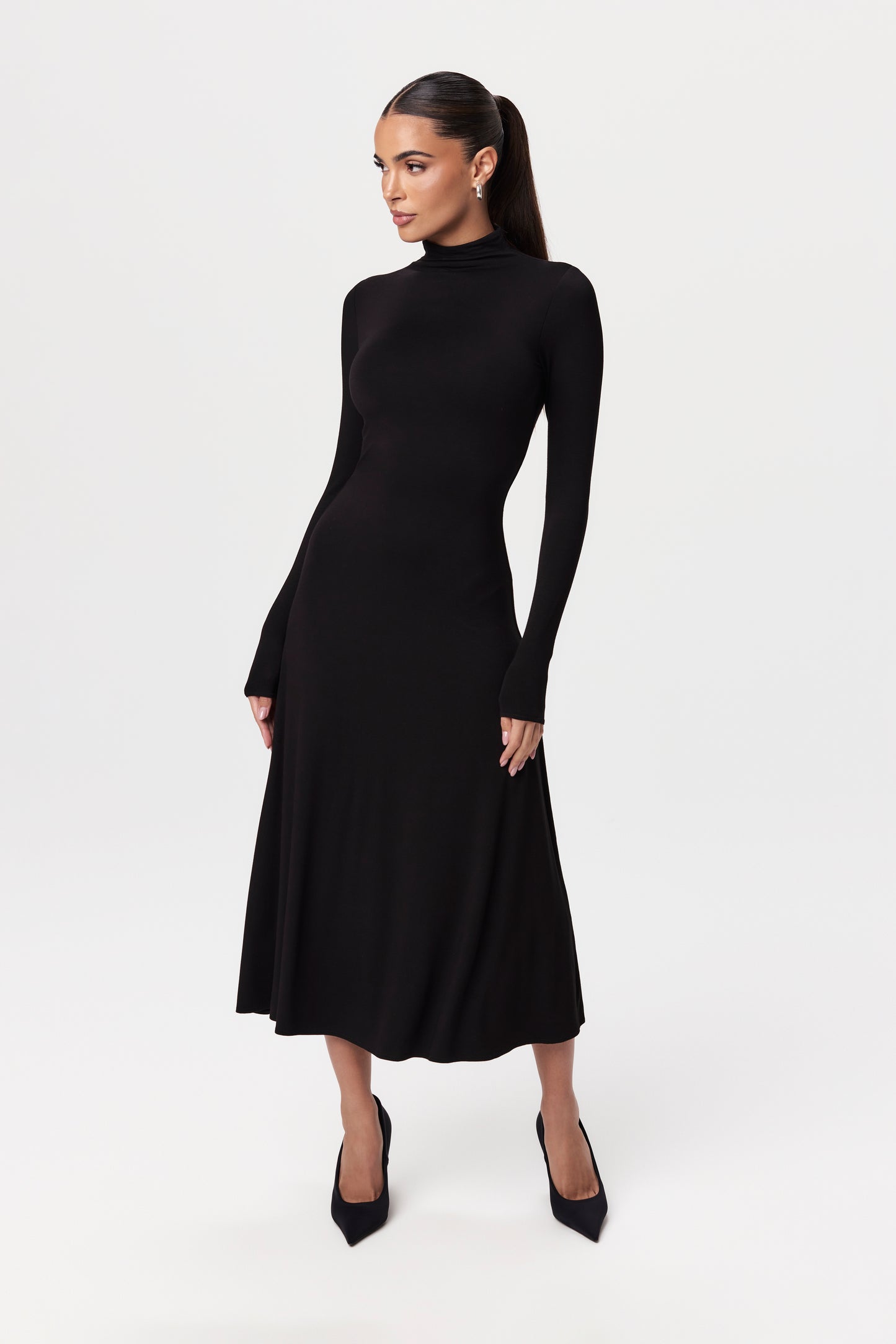 Smooth A-Line Midi Dress