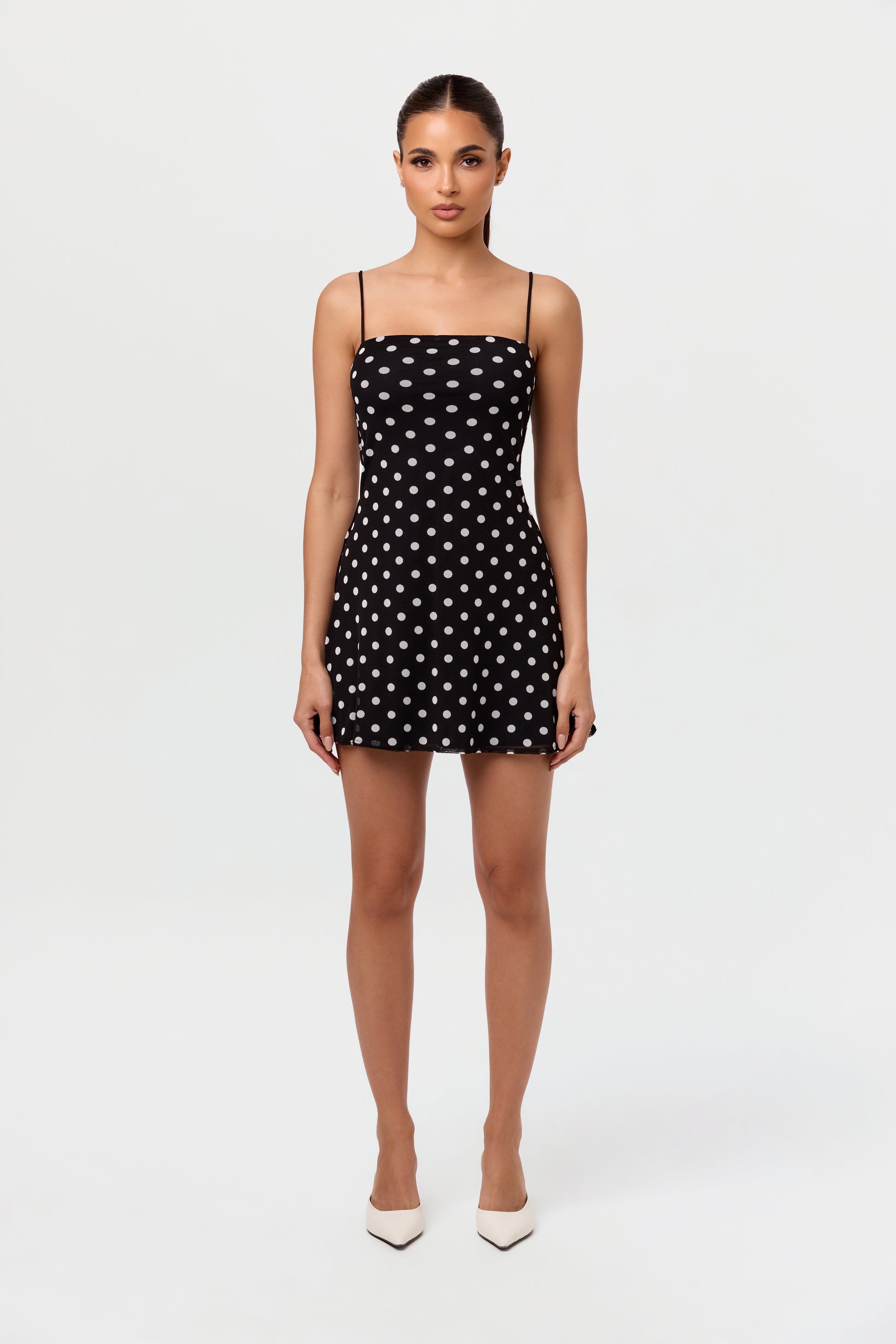 Polka Dot A-Line Mini Dress Naked Wardrobe Polka Dot A-Line Mini Dress Naked Wardrobe