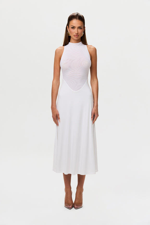 Hourglass Mesh Sleeveless Midi Dress