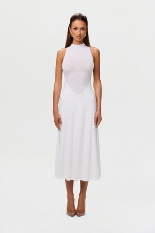 Hourglass Mesh Sleeveless Midi Dress