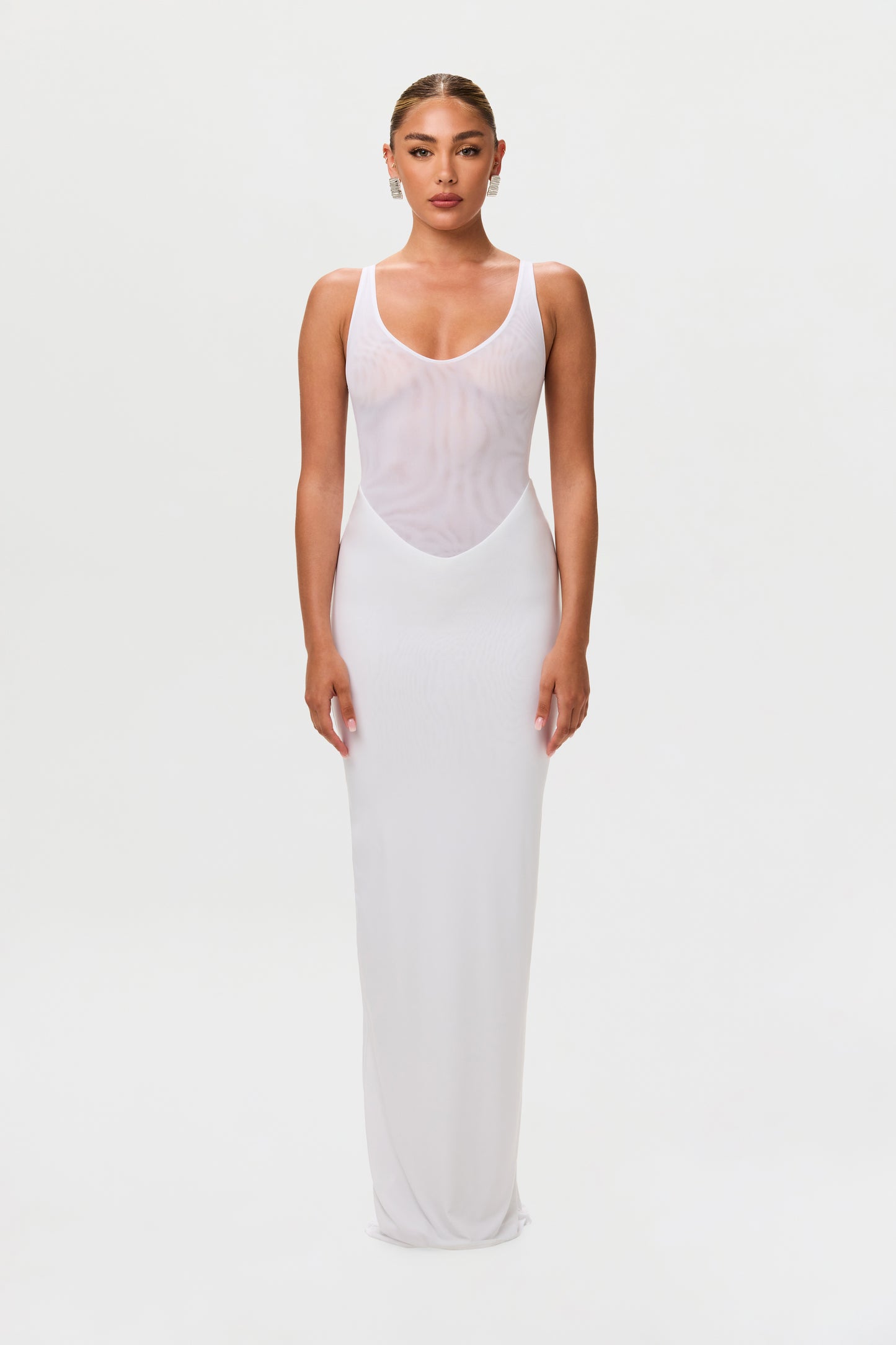 Hourglass Mesh Tank Maxi Dress