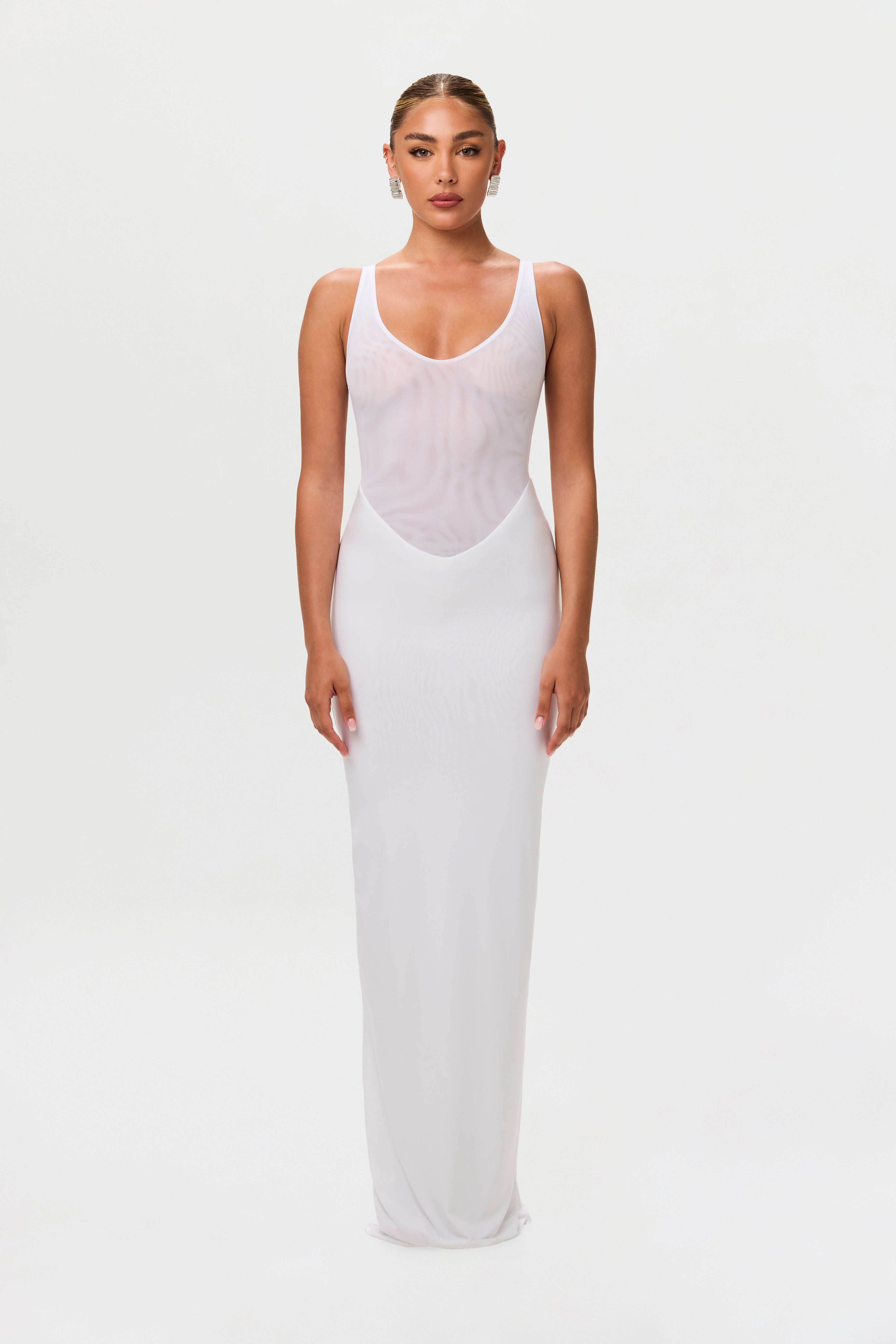 Hourglass Mesh Tank Maxi Dress