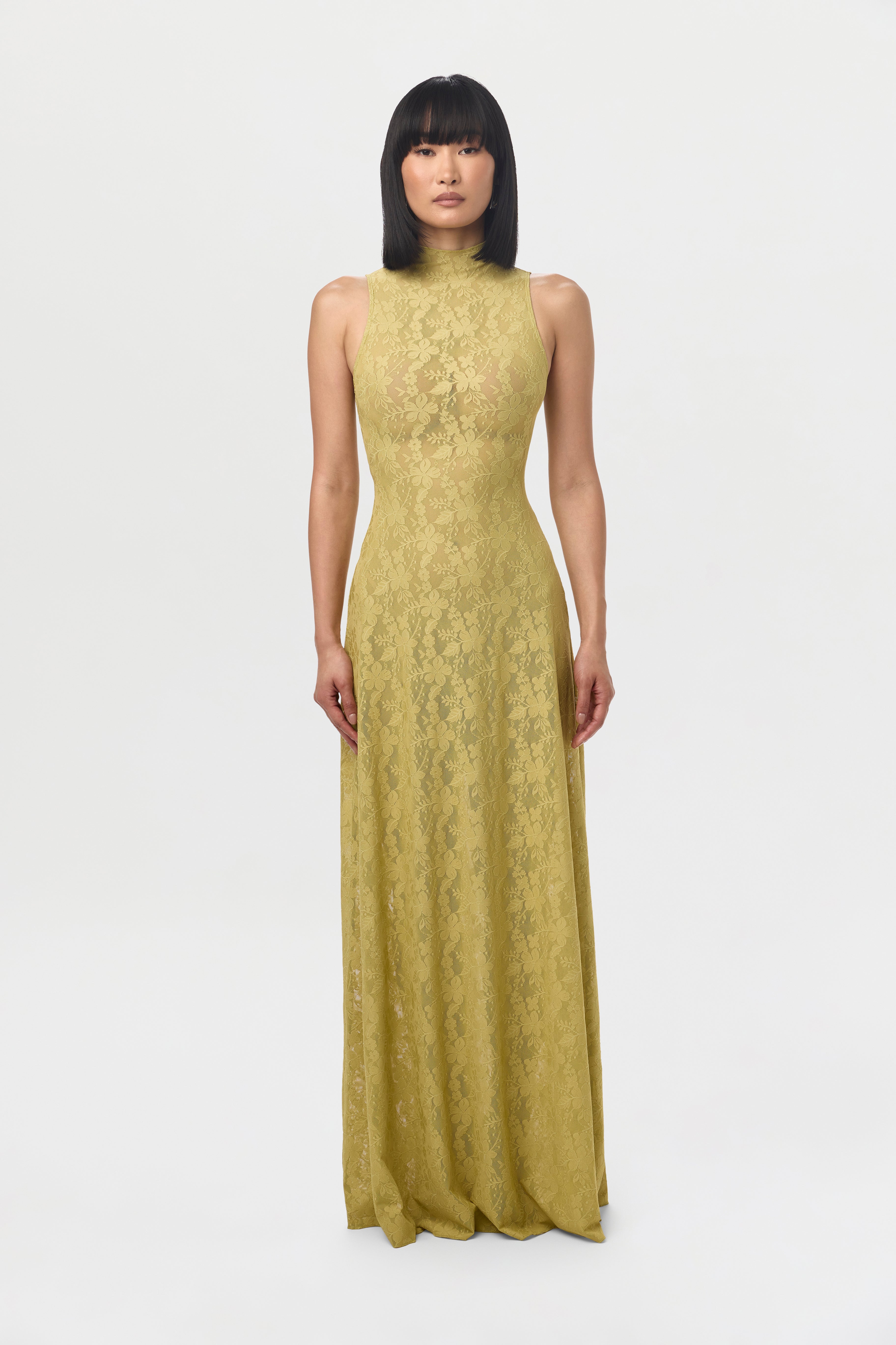Stretch Lace Sleeveless Maxi Dress