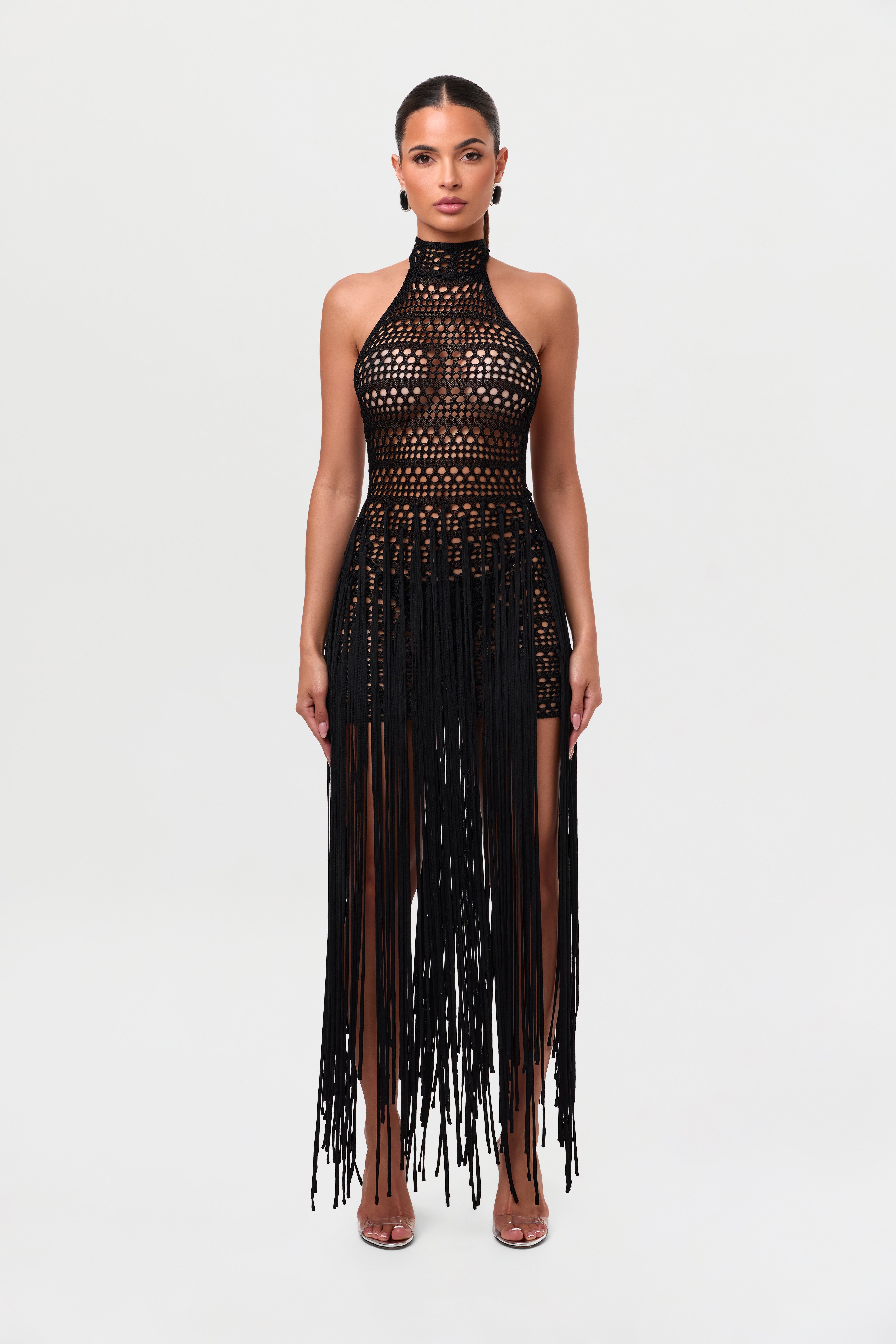 Crochet Halter Fringe Dress