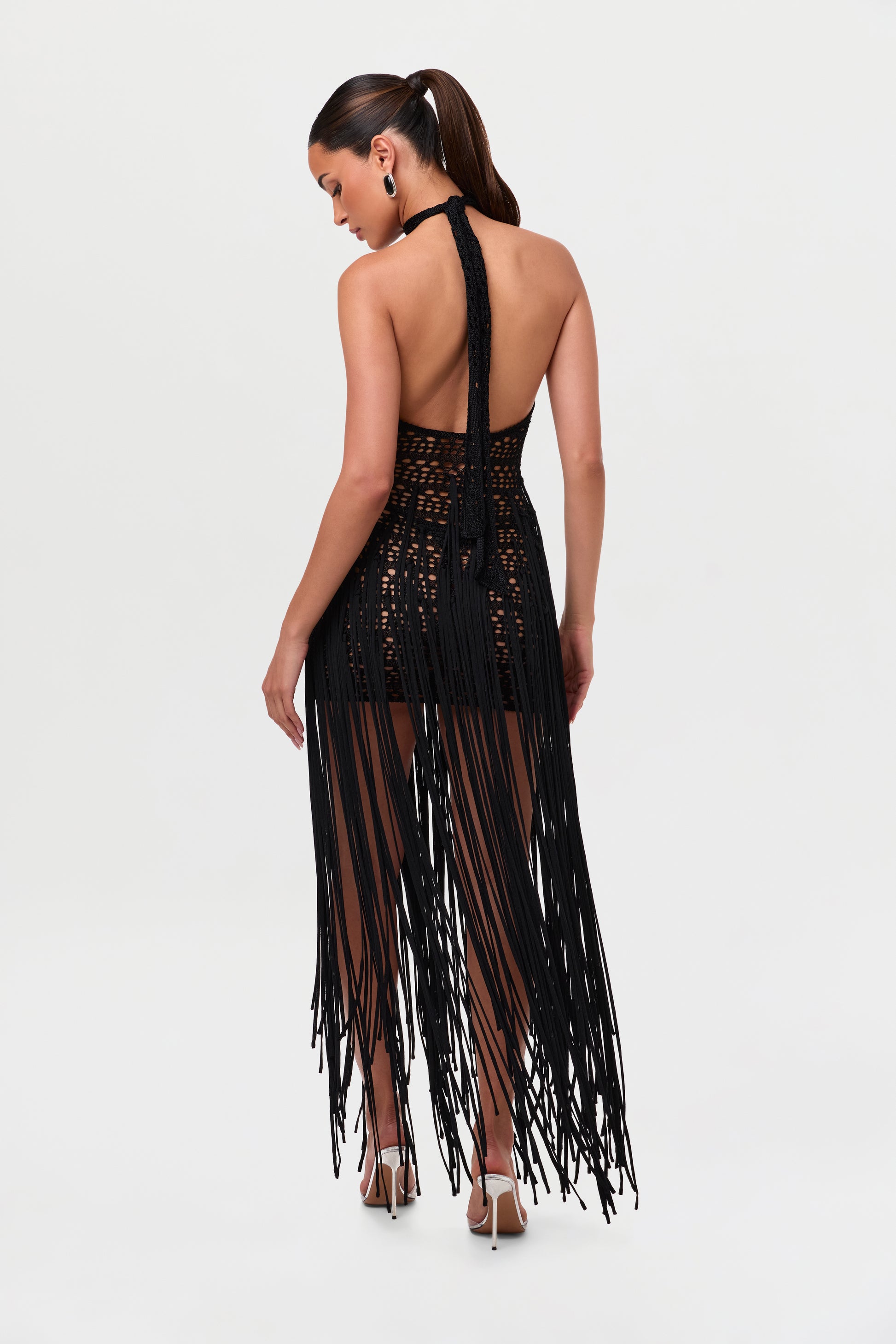 Crochet Halter Fringe Dress