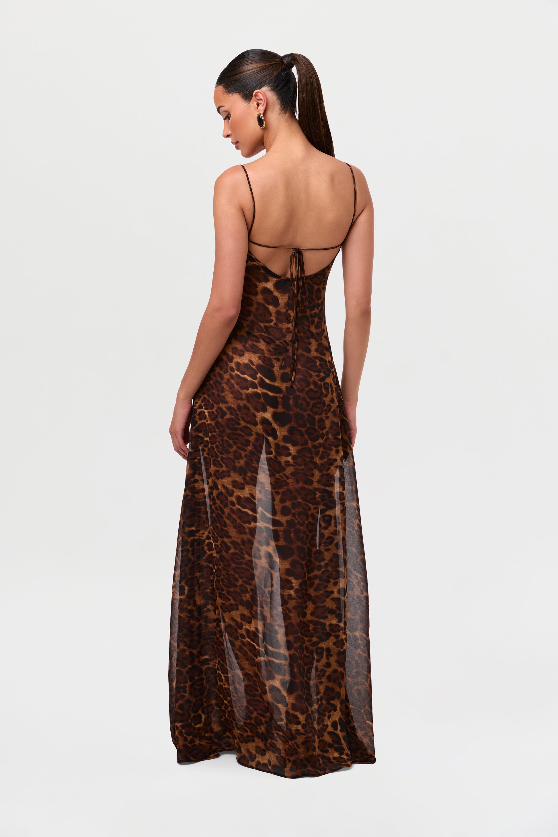 Chiffon Leopard Print Maxi Dress