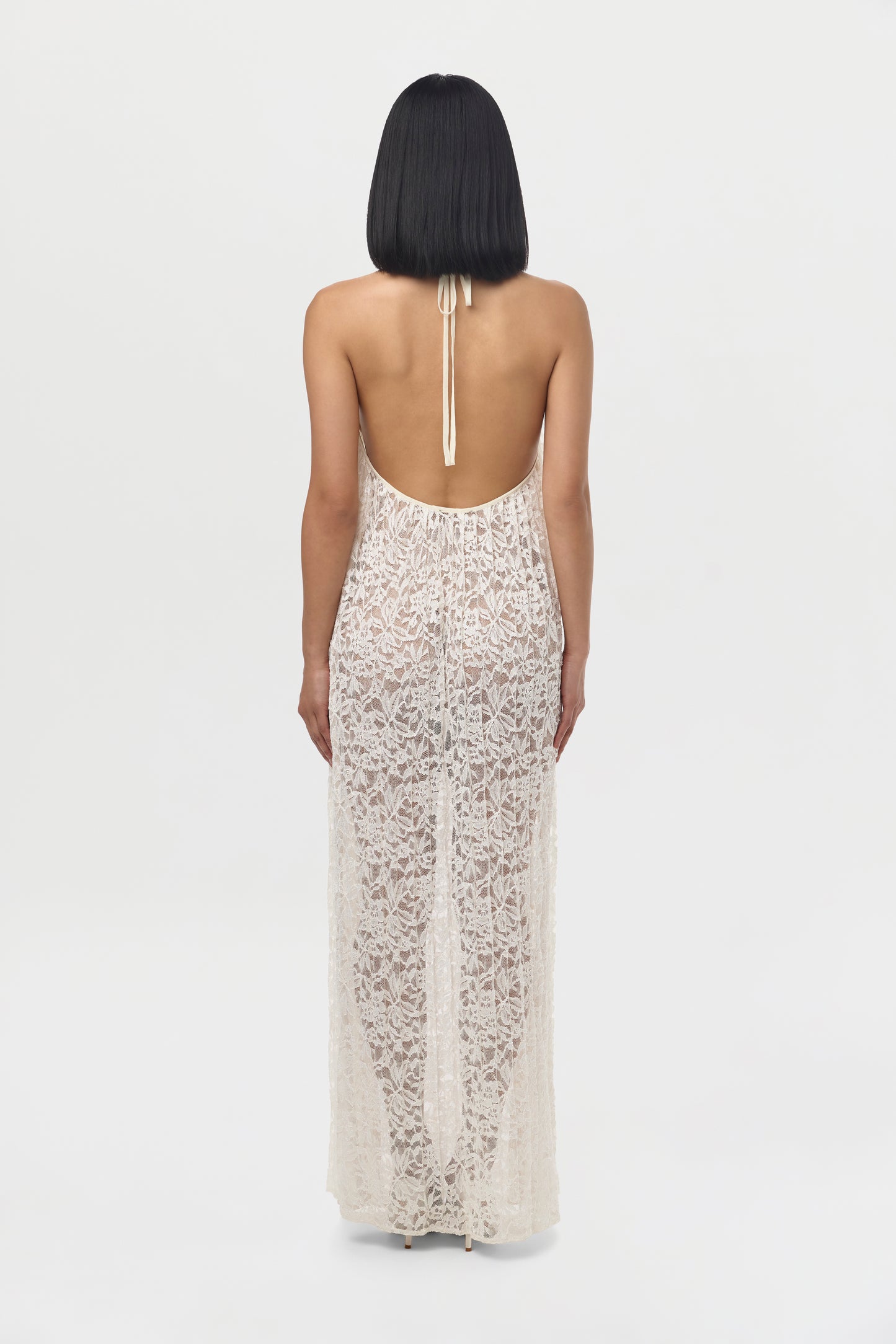 Lace Halter Open Back Dress