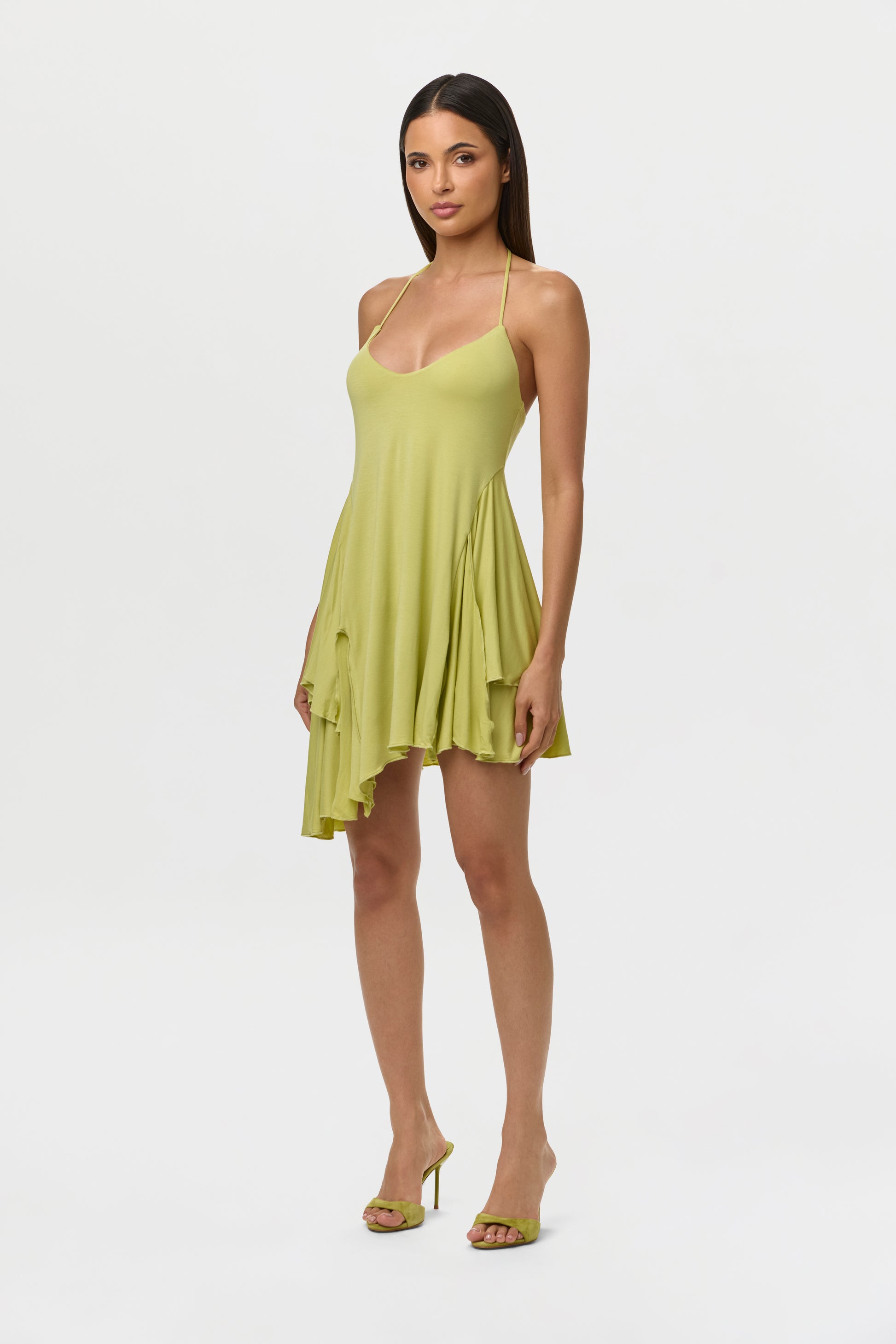 double slit mini dress Micro Modal Strap Double Slit Mini Dress Naked Wardrobe