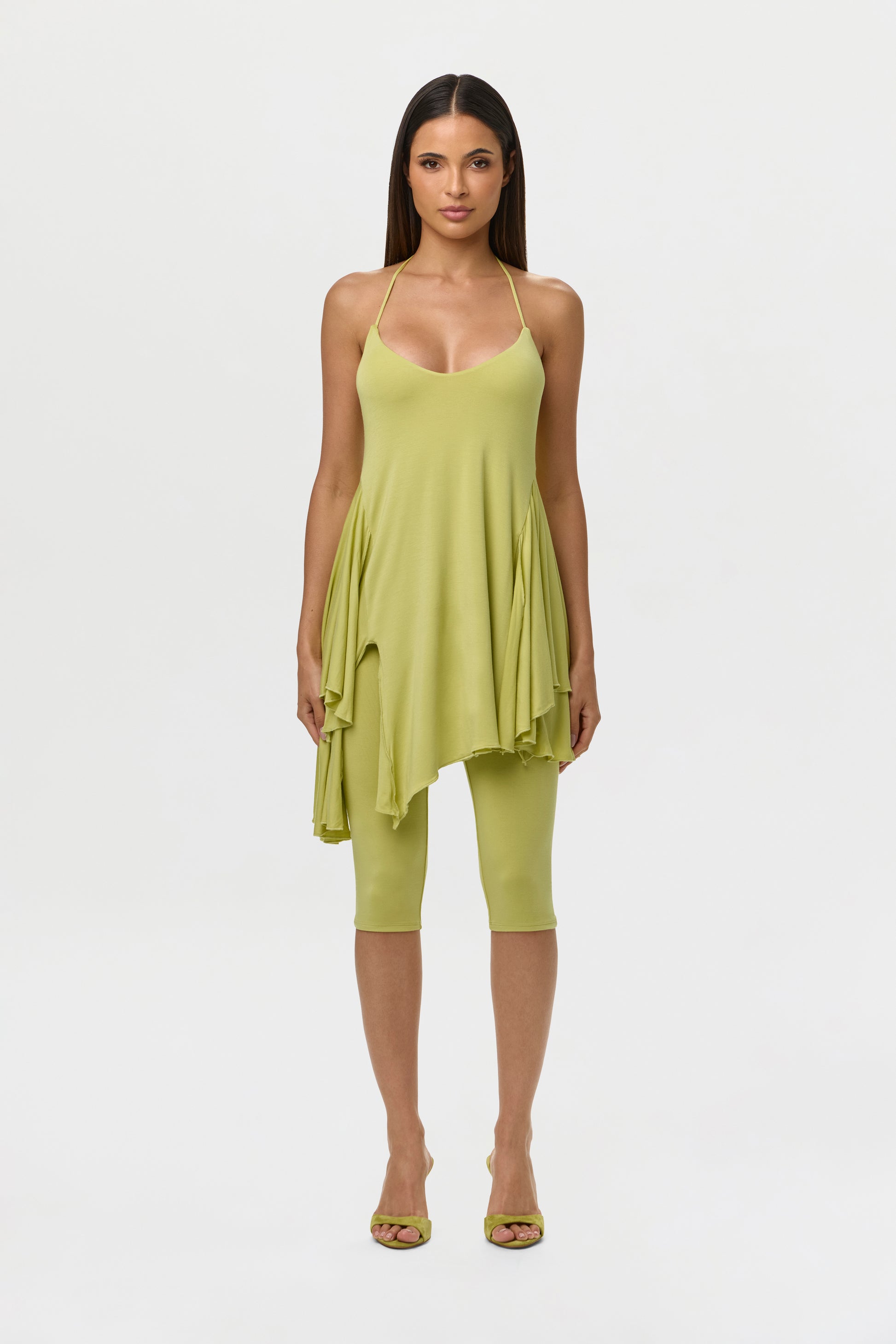 Micro Modal Strap Double Slit Mini Dress