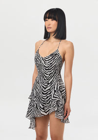 Chiffon Animal Print Mini Dress