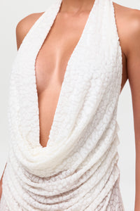 Burnout Plunge Halter Maxi Dress