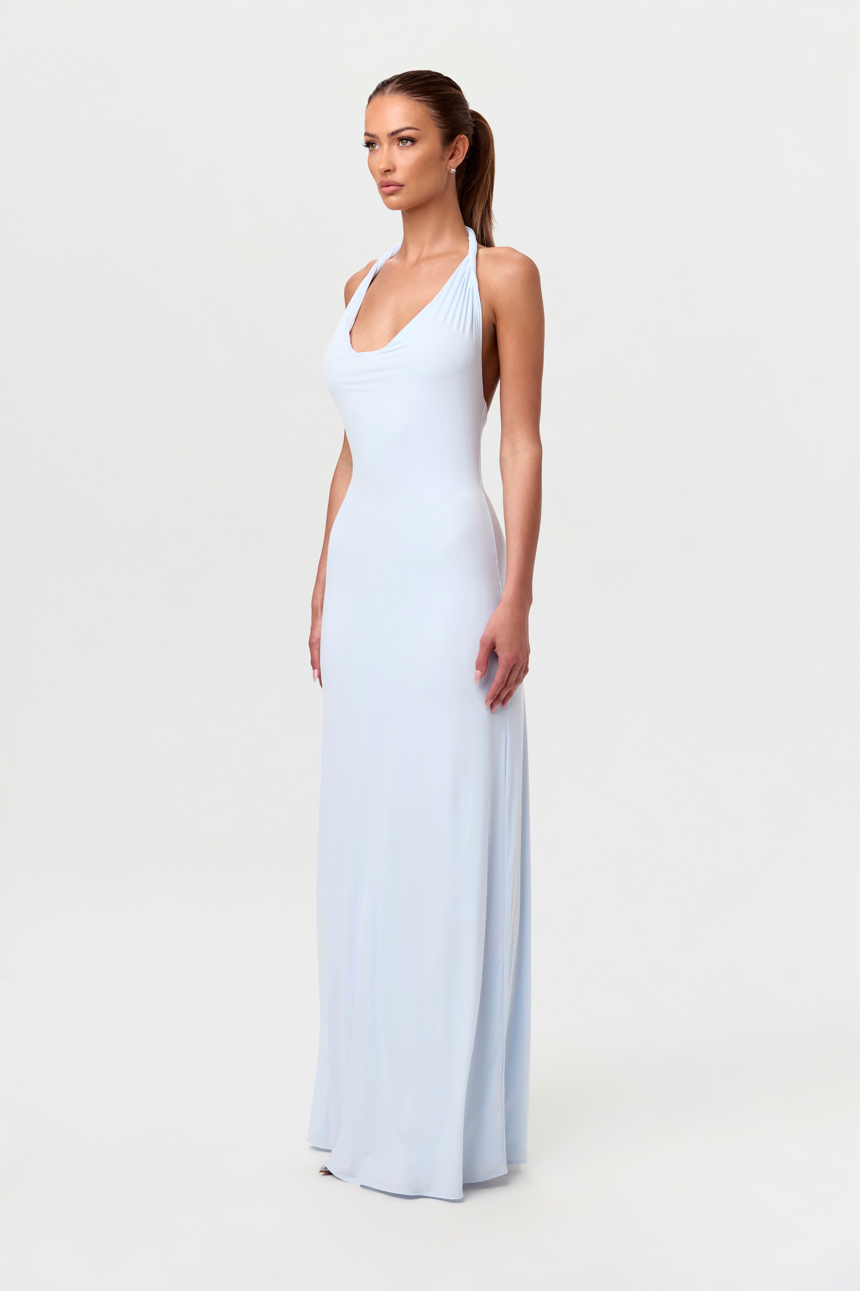Naked Asymmetrical Drape Maxi Dress