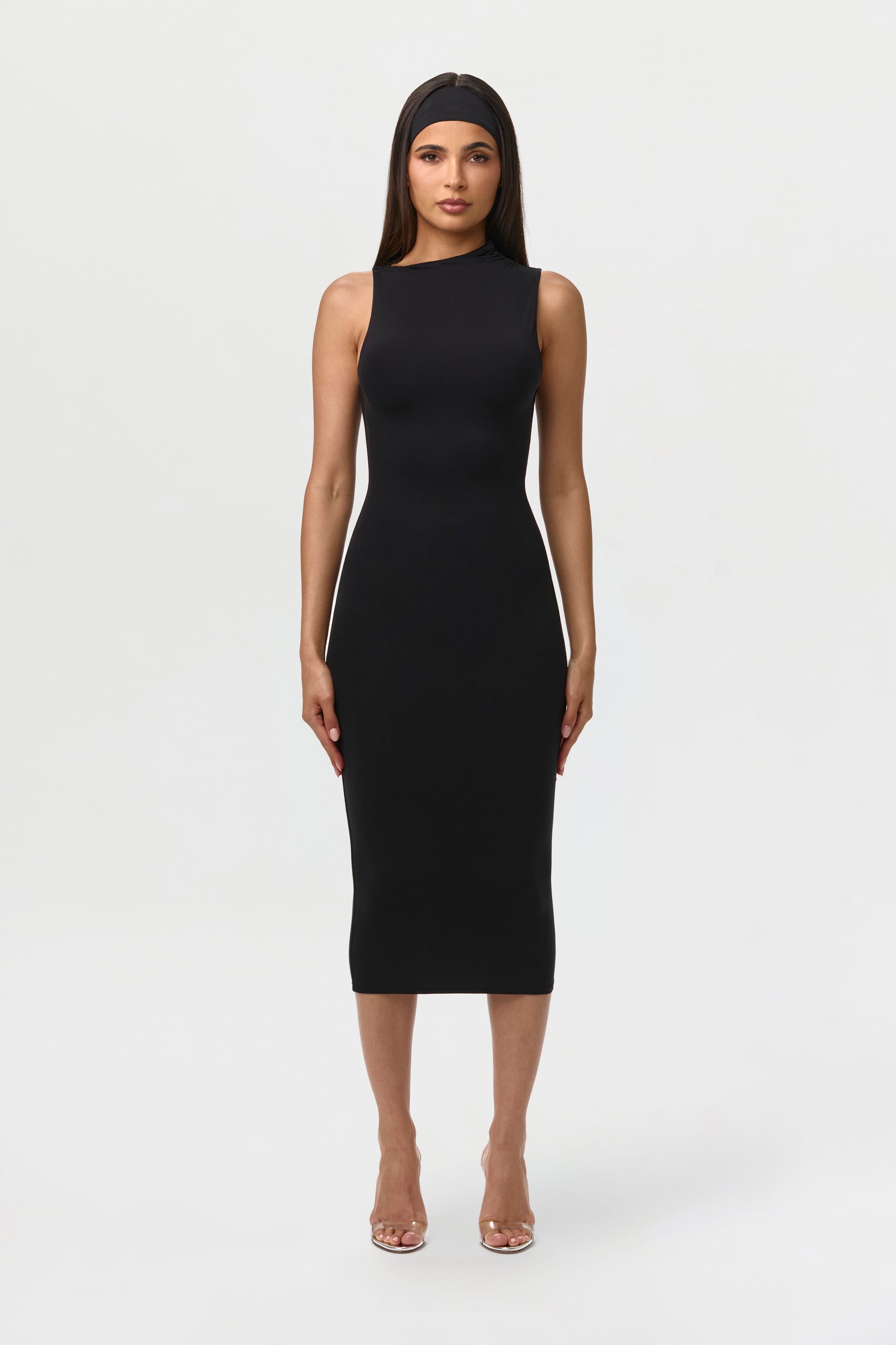 Women's Naked Sleeveless Midi Dress by Naked Wardrobe, Black / M