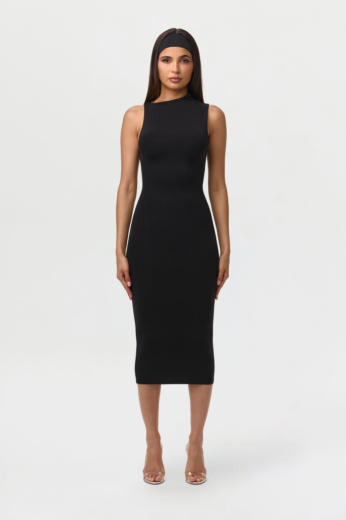Black Naked Sleeveless Midi Dress