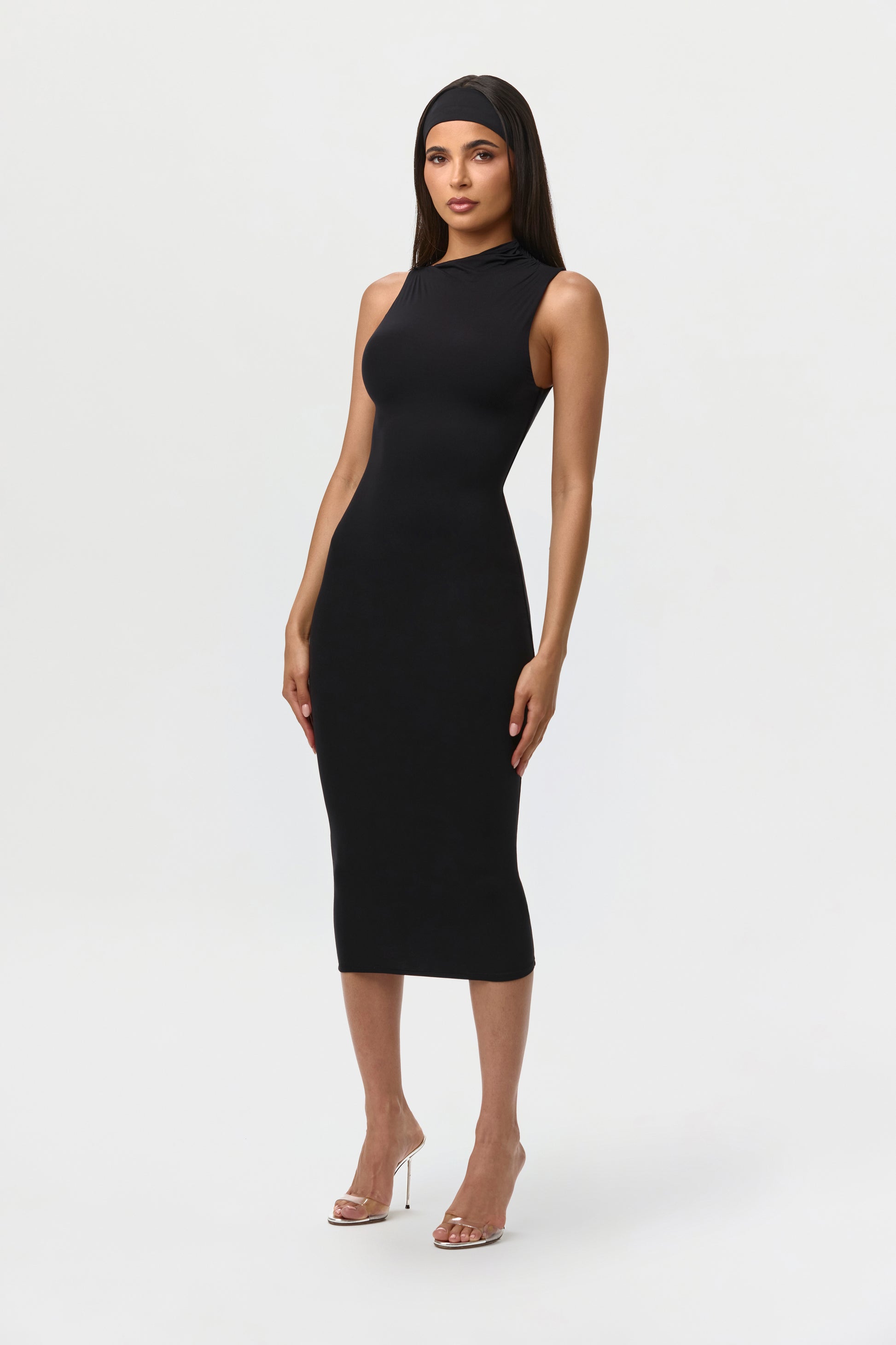 Women's Naked Sleeveless Midi Dress by Naked Wardrobe, Black / M