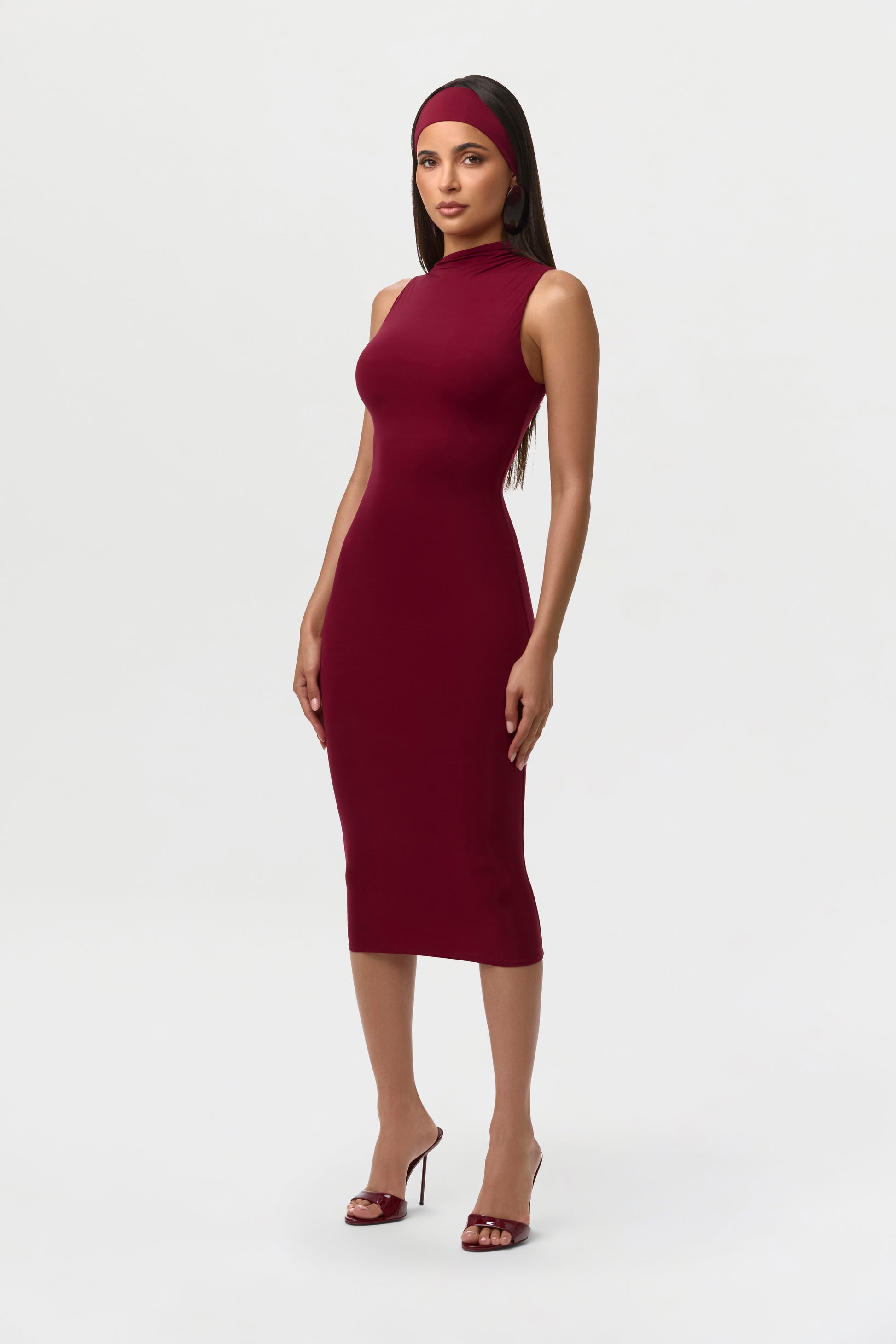 Women's Naked Sleeveless Midi Dress by Naked Wardrobe, Sangria / XS