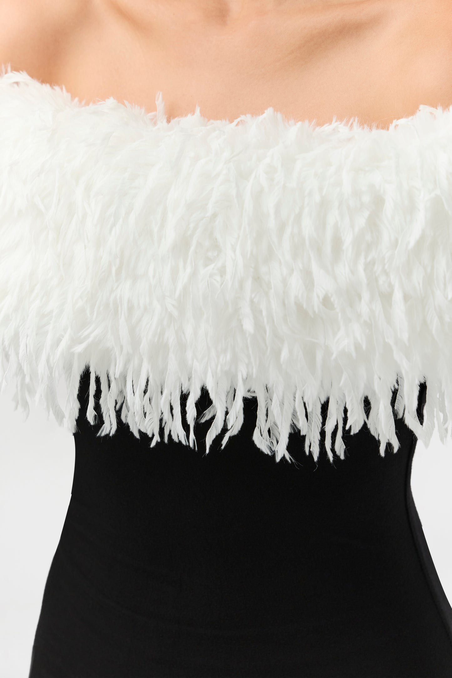 Butter Off-Shoulder Feather Dress