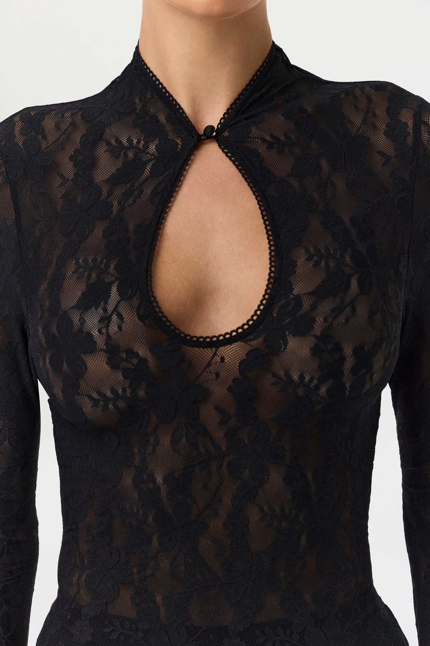 Stretch Lace Keyhole Mini Dress