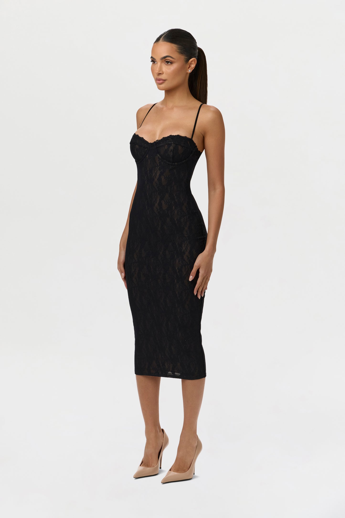 Stretch Lace Midi Dress