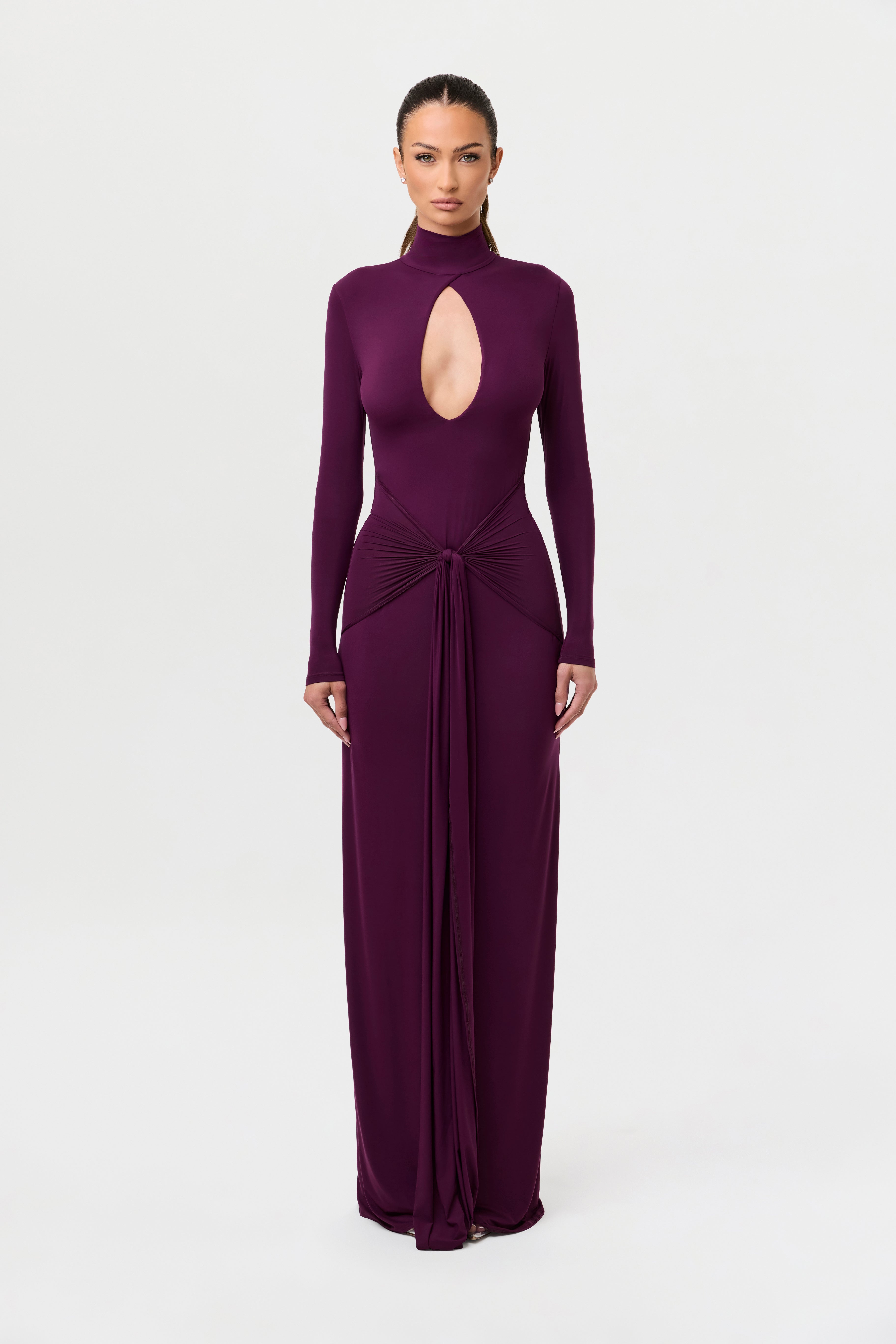 Naked Keyhole Drape Tie Dress