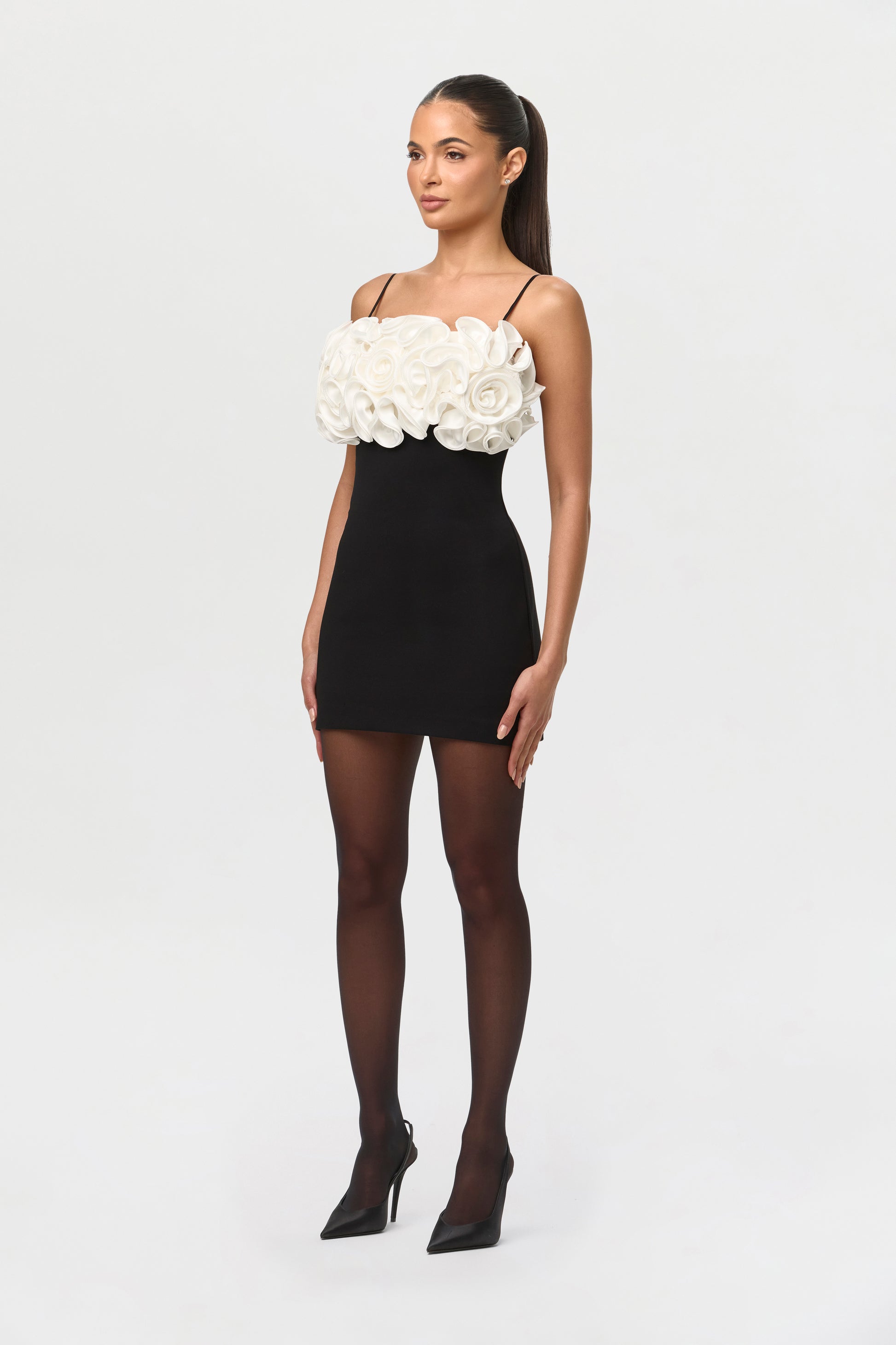 Women's Ponte Roses Mini Dress by Naked Wardrobe, Black/White / L Women's Ponte Roses Mini Dress by Naked Wardrobe, Black/White / L