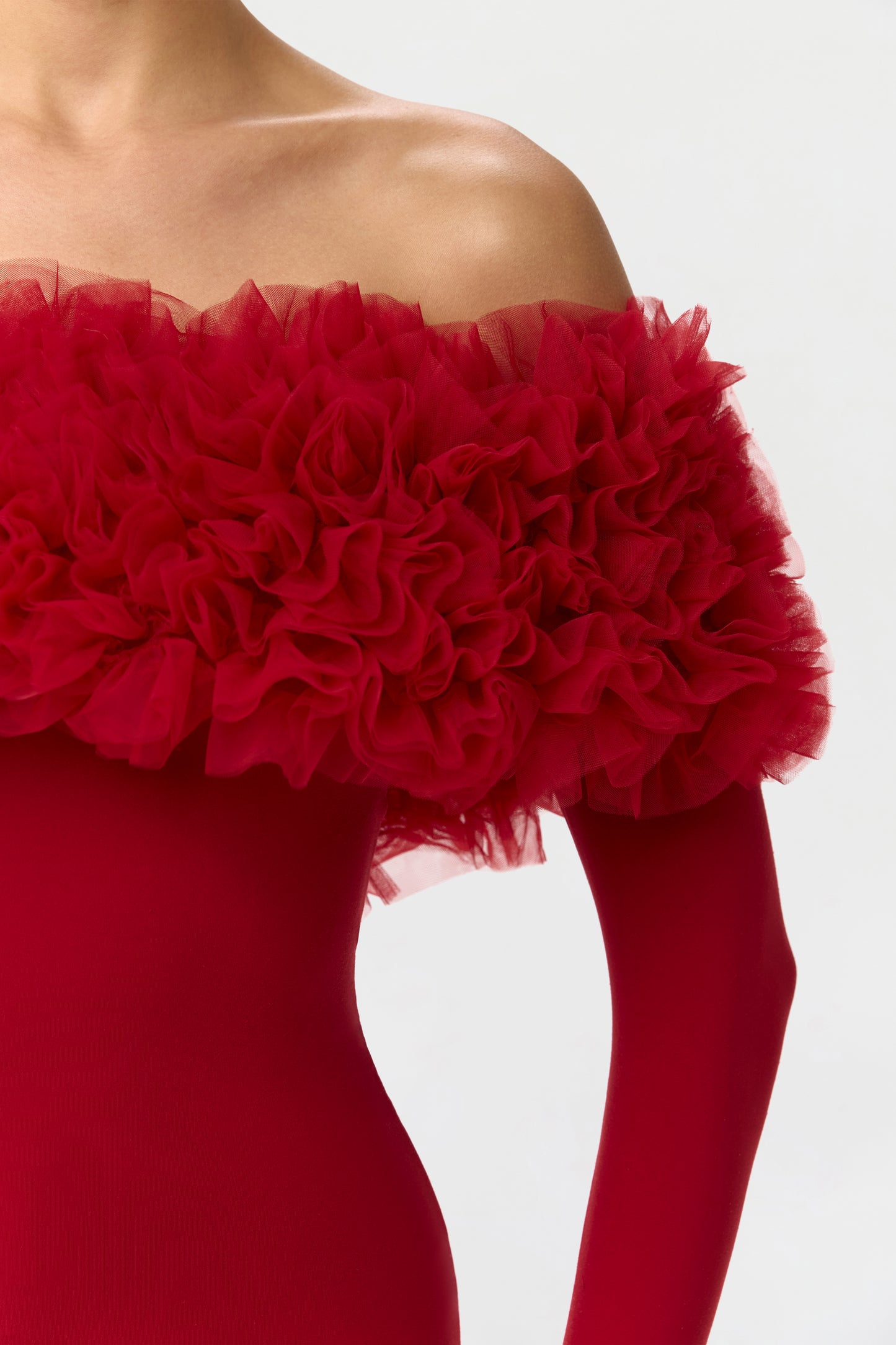 Naked Off-Shoulder Roses Mini Dress