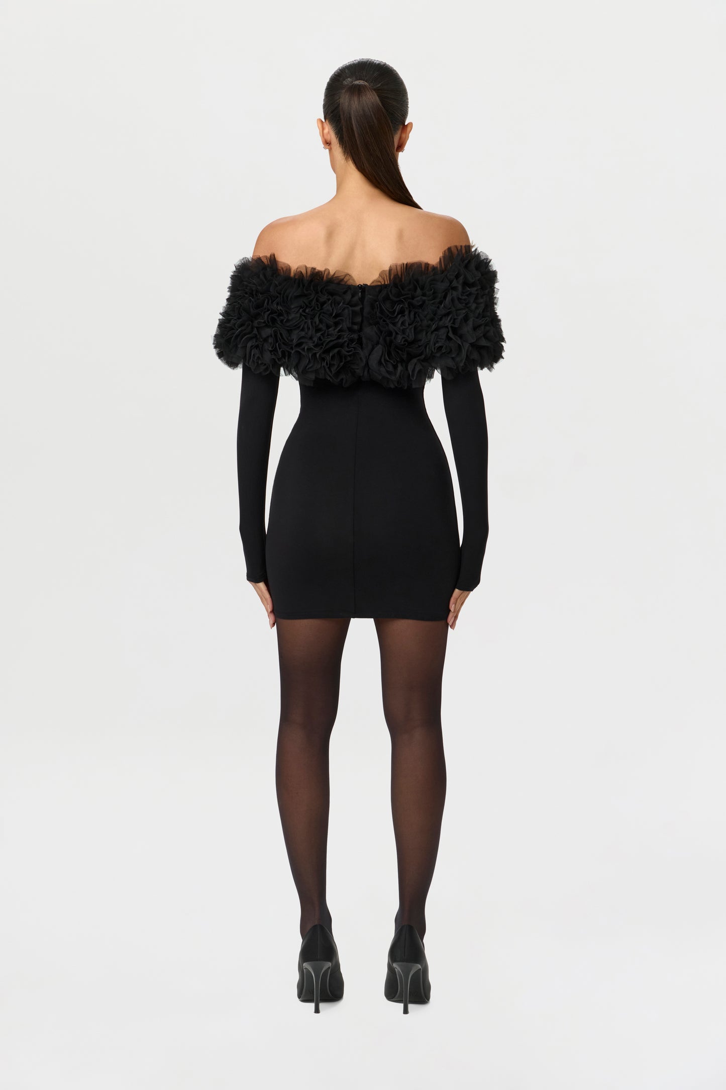 Naked Off-Shoulder Roses Mini Dress