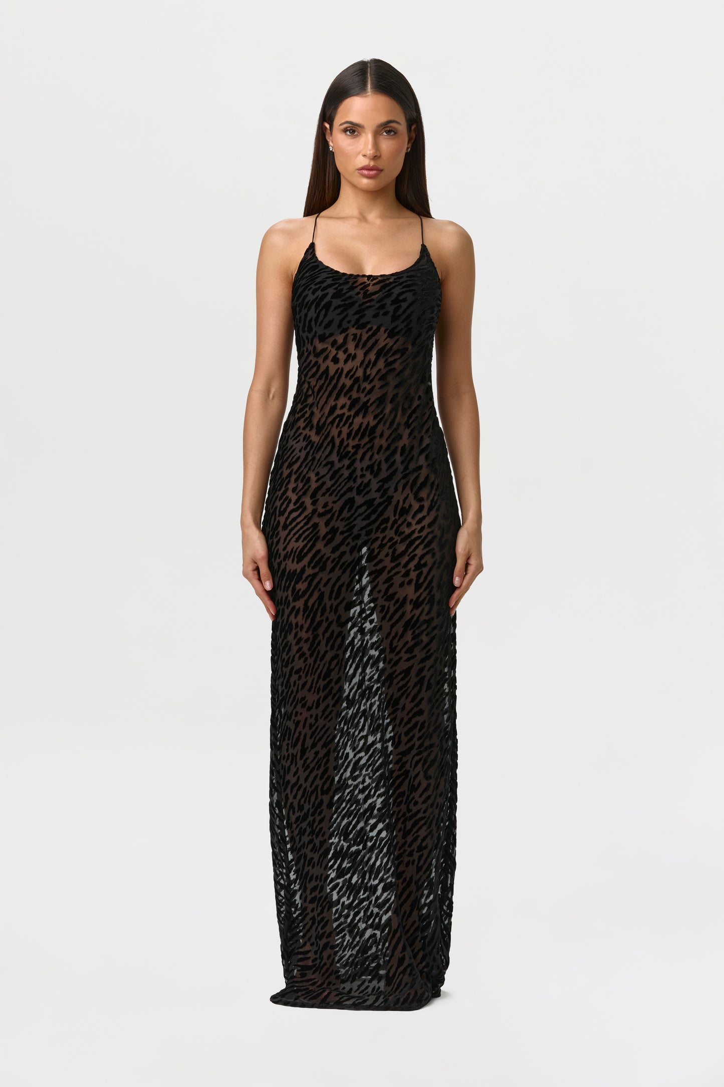 Burnout Lace-UP Maxi Dress