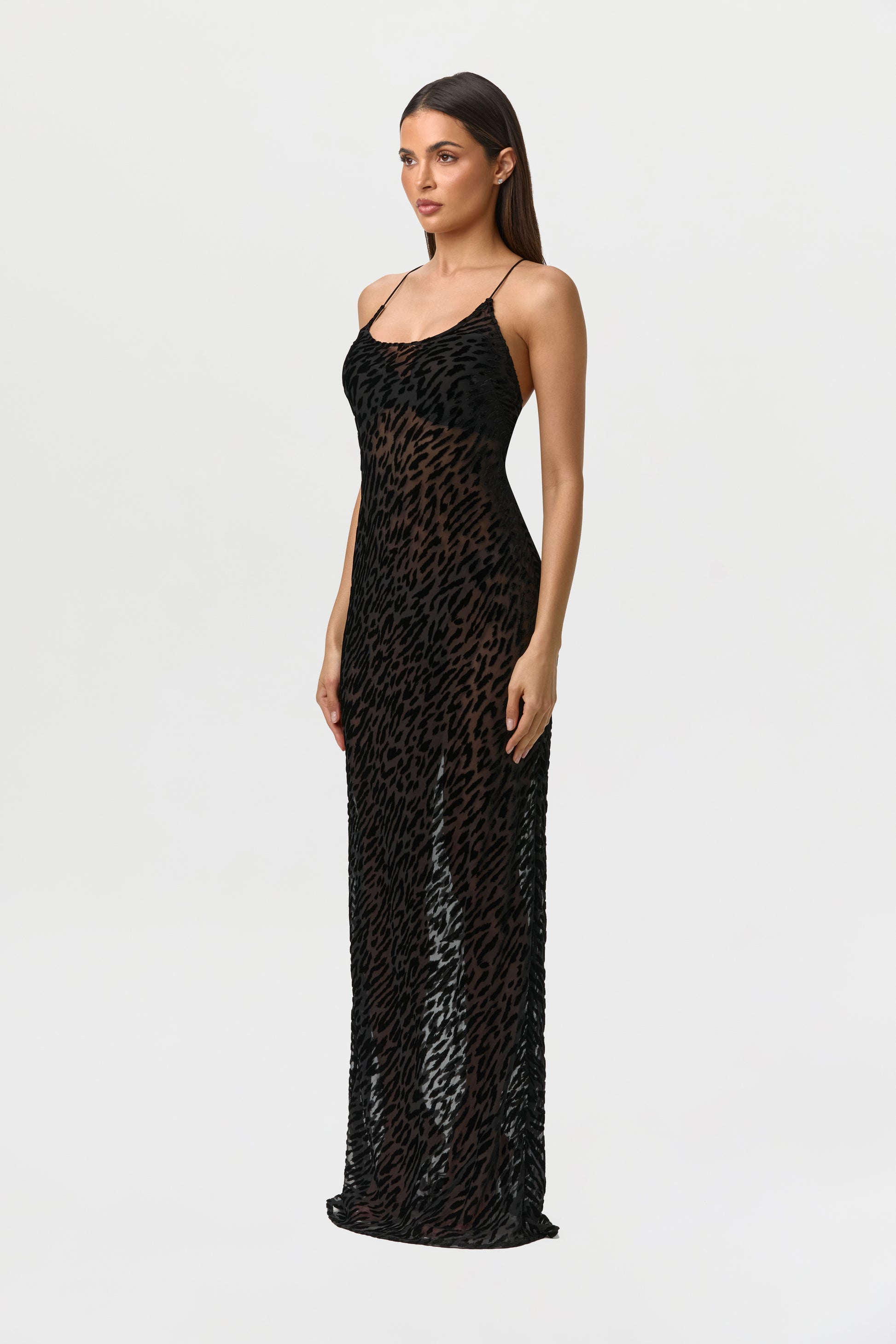 Burnout Lace-UP Maxi Dress Burnout Lace-UP Maxi Dress