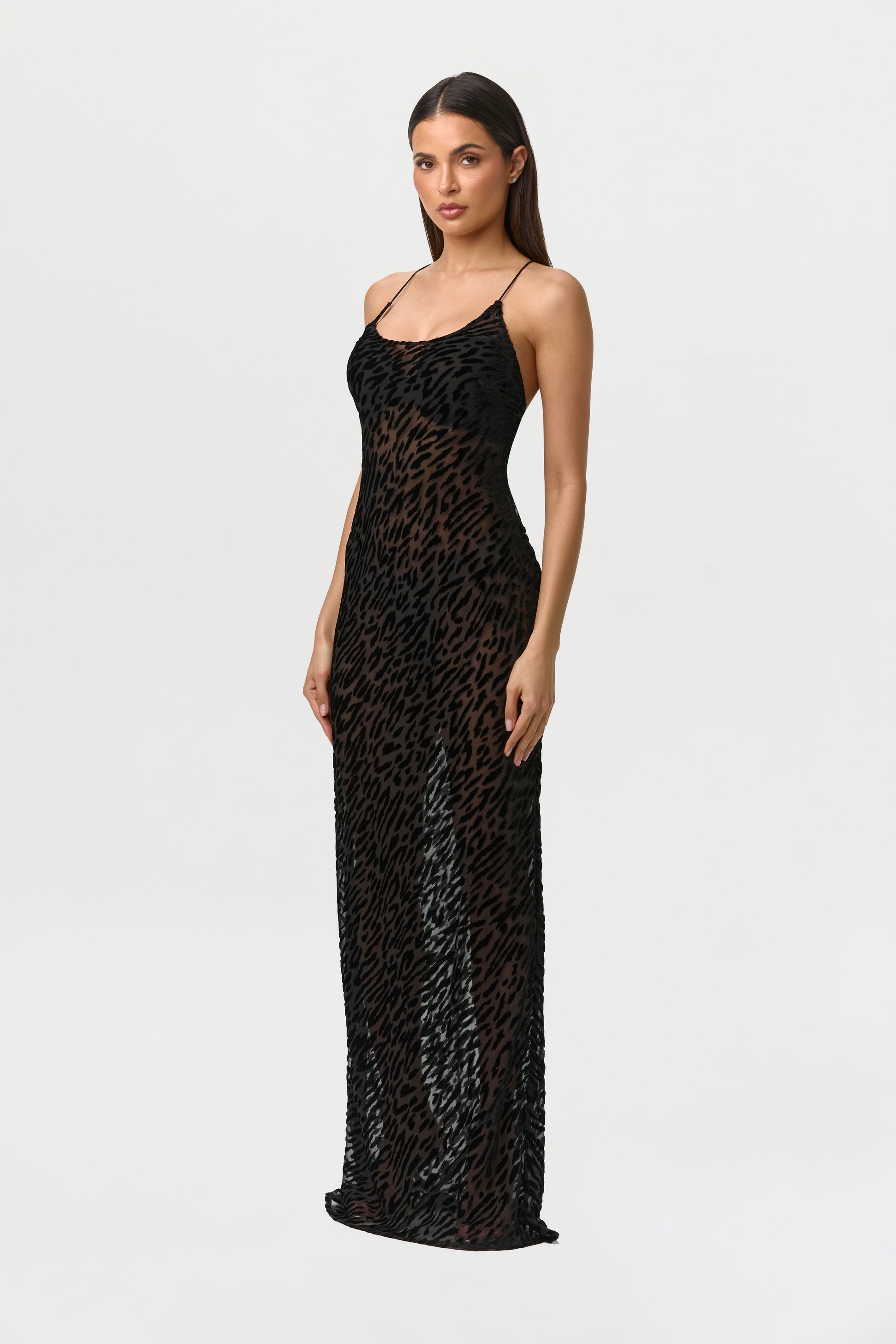 Burnout Lace-UP Maxi Dress Naked Wardrobe Burnout Lace-UP Maxi Dress Naked Wardrobe